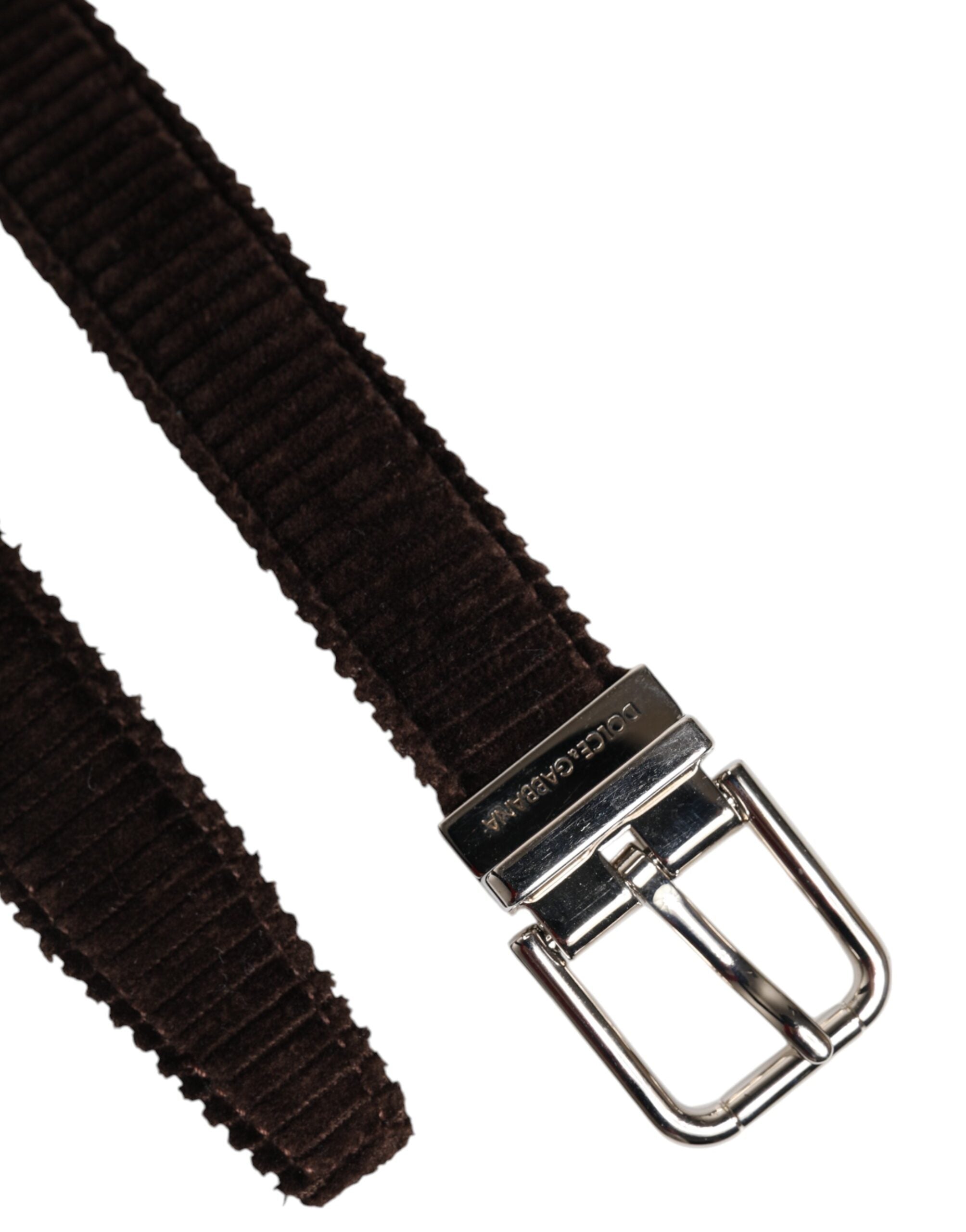 Brown Velvet Metal Buckle Classic Belt