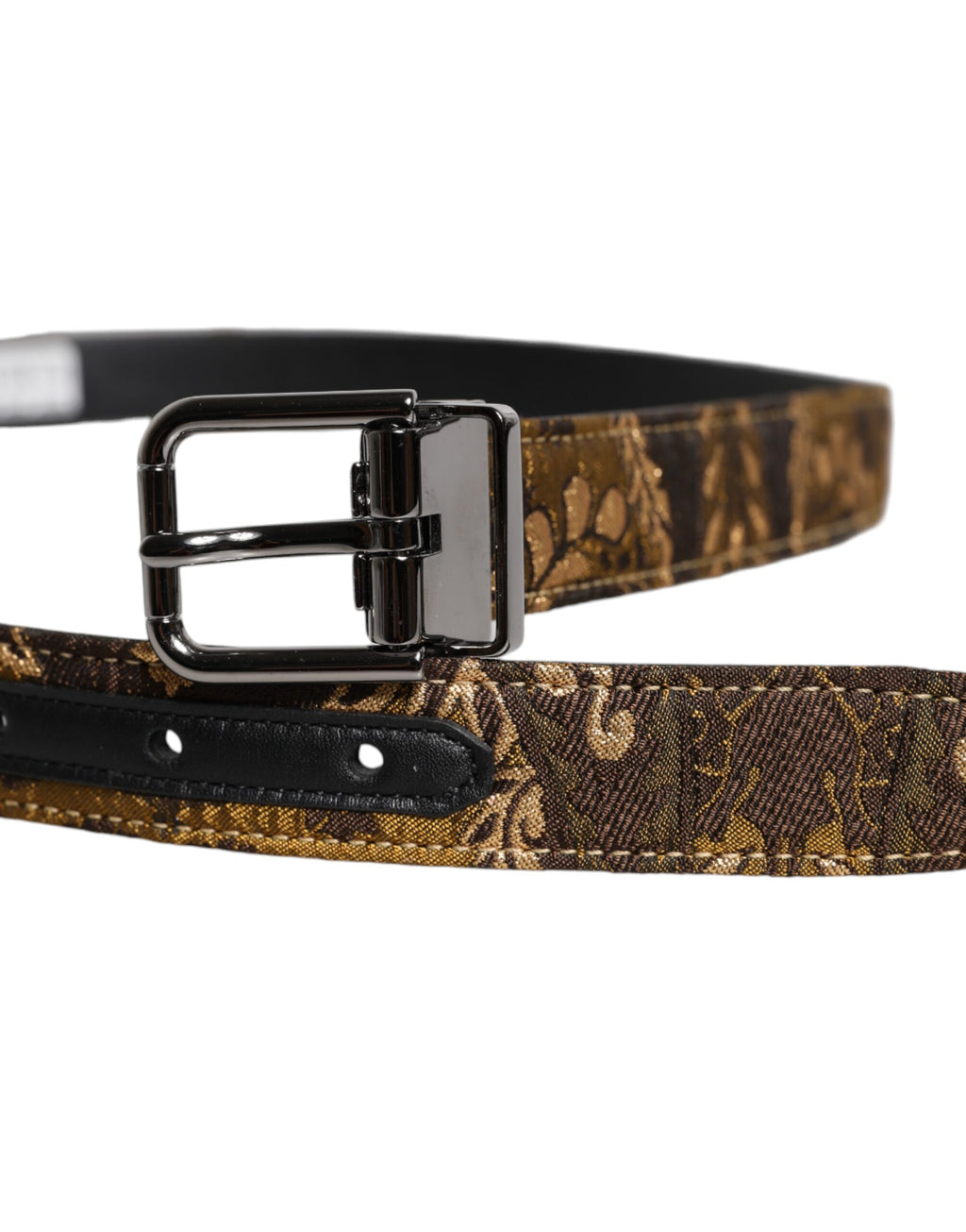 Multicolor Jacquard Leather Logo Buckle Belt