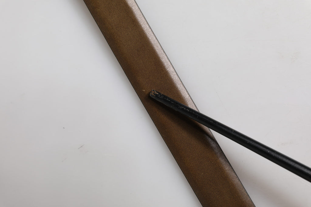 Brown Leather Classic Metal Logo Buckle Belt