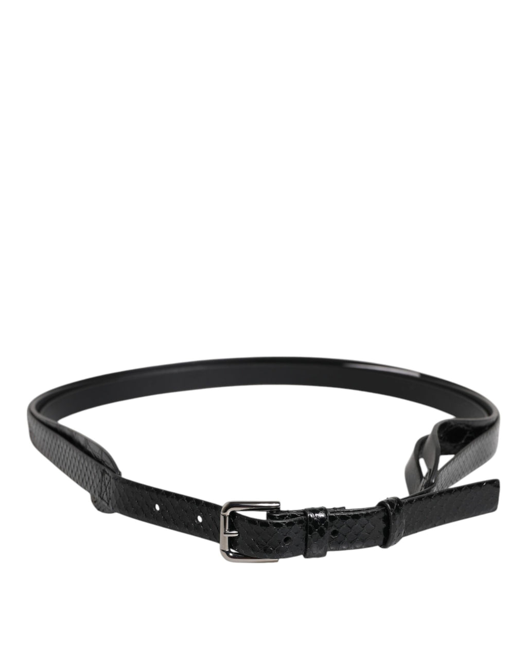 Black Leather Classic Metal Logo Buckle Belt