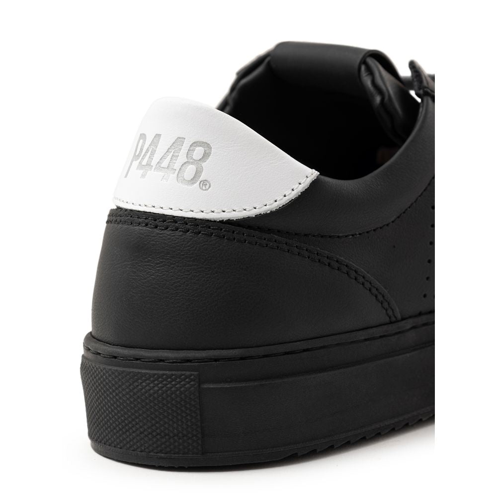 P448 Black Leather Athletic Sneakers