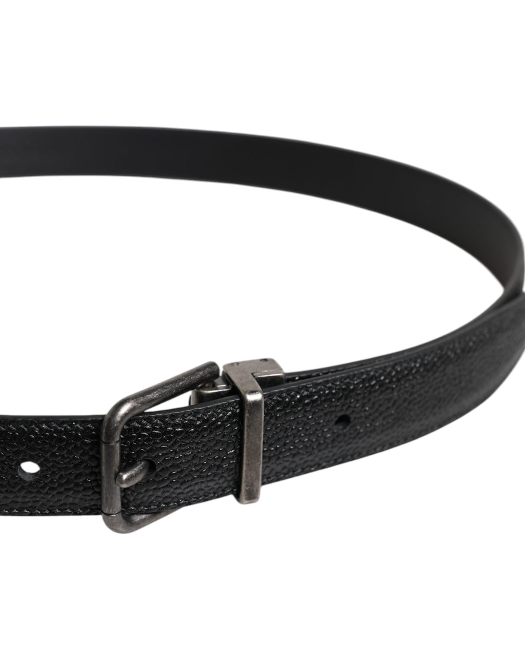 Black Calf Leather Classic Metal Buckle Belt