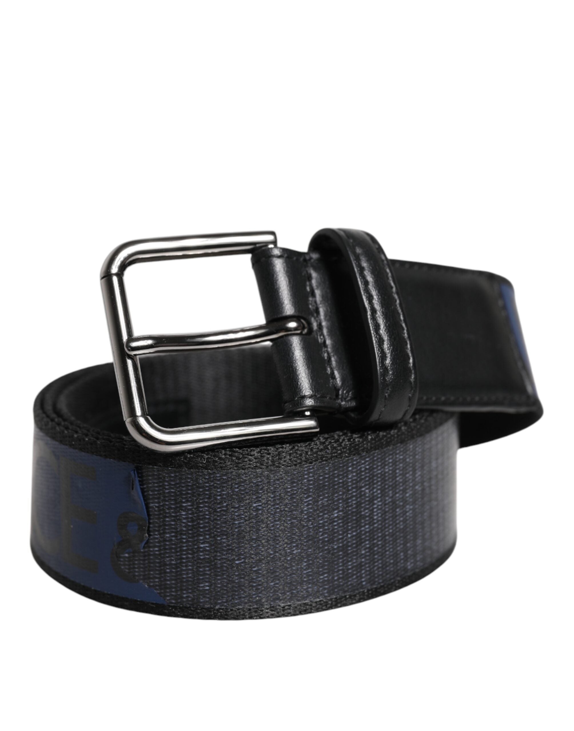 Black Blue Polyester Printed Metal Buckle Belt