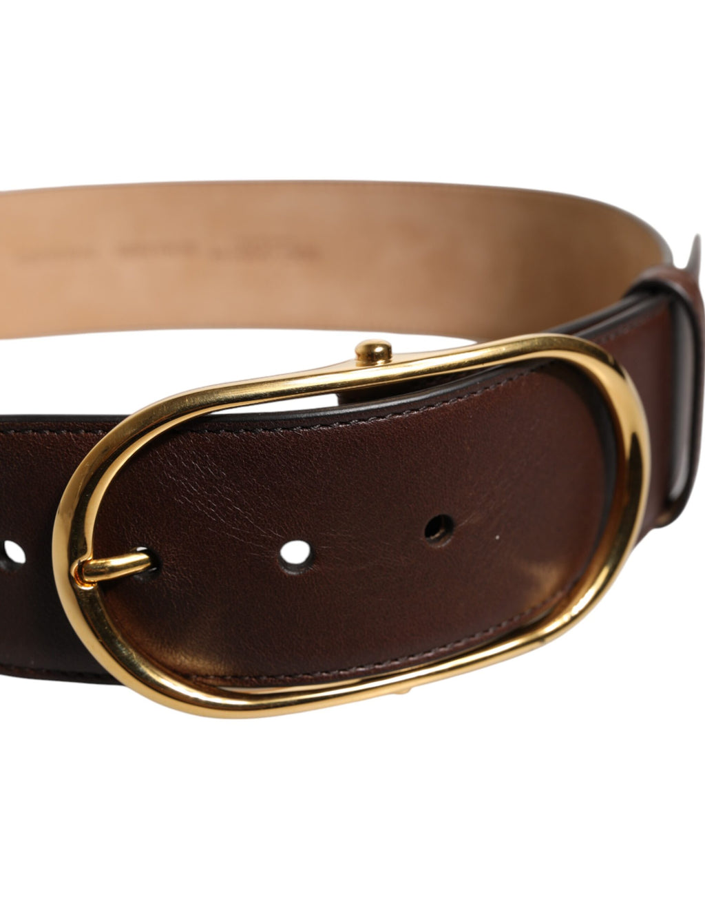 Brown Logo Engraved Metal Waist Buckle Belt