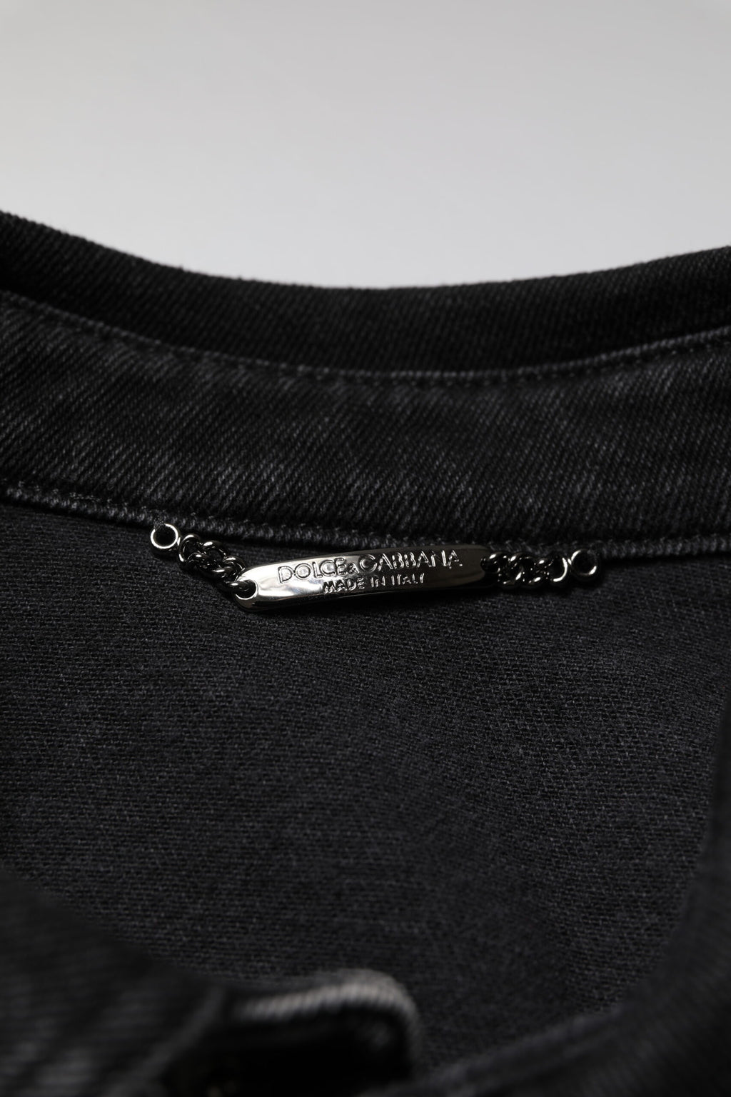 Black Logo Cotton Stretch Denim Jacket