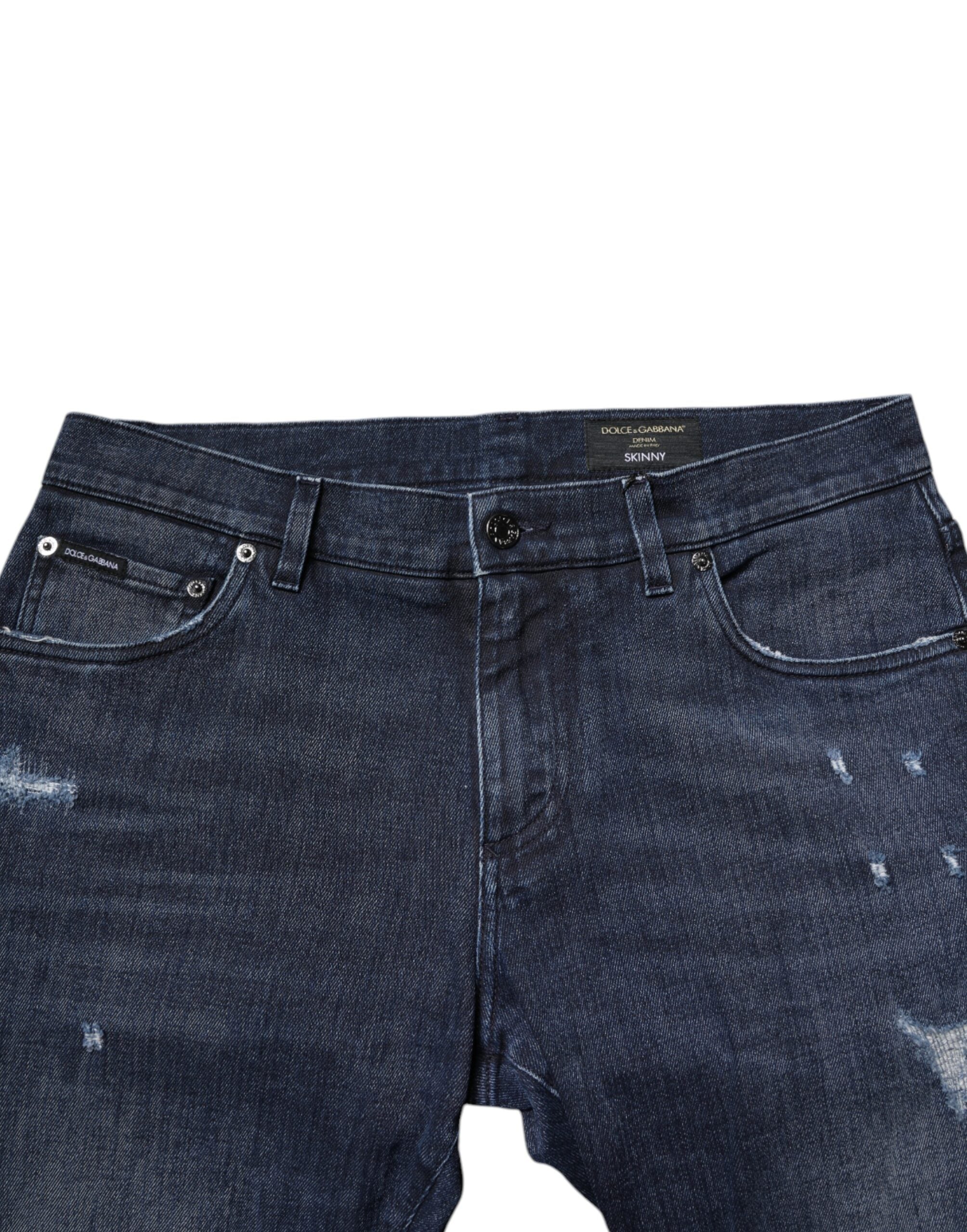 Blue Cotton Stretch Skinny Men Denim Jeans