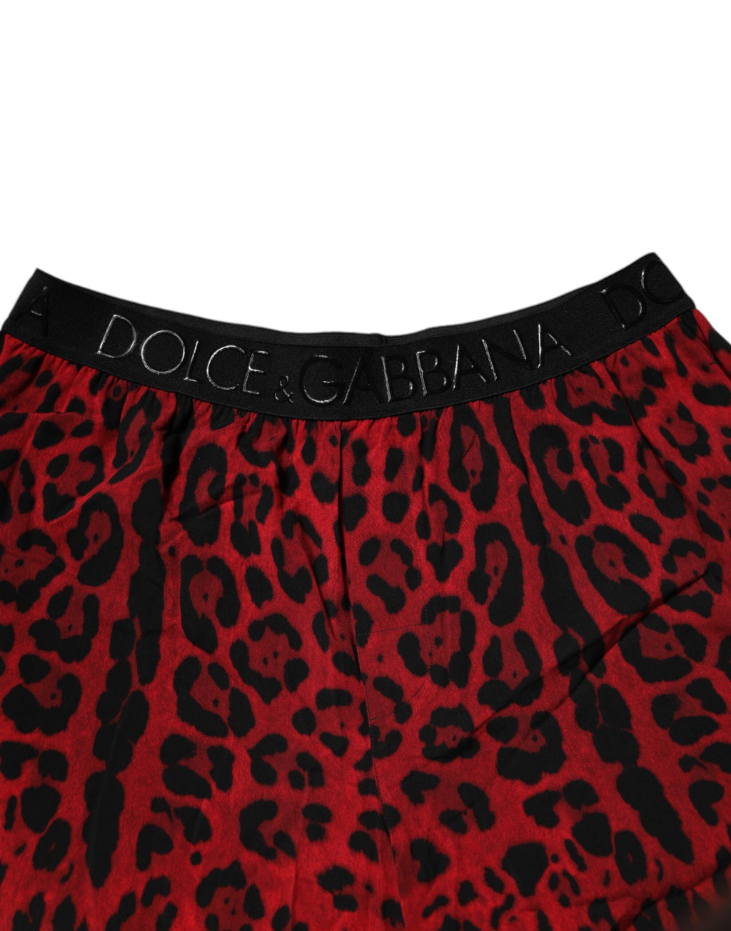 Red Leopard Print Viscose Bermuda Shorts