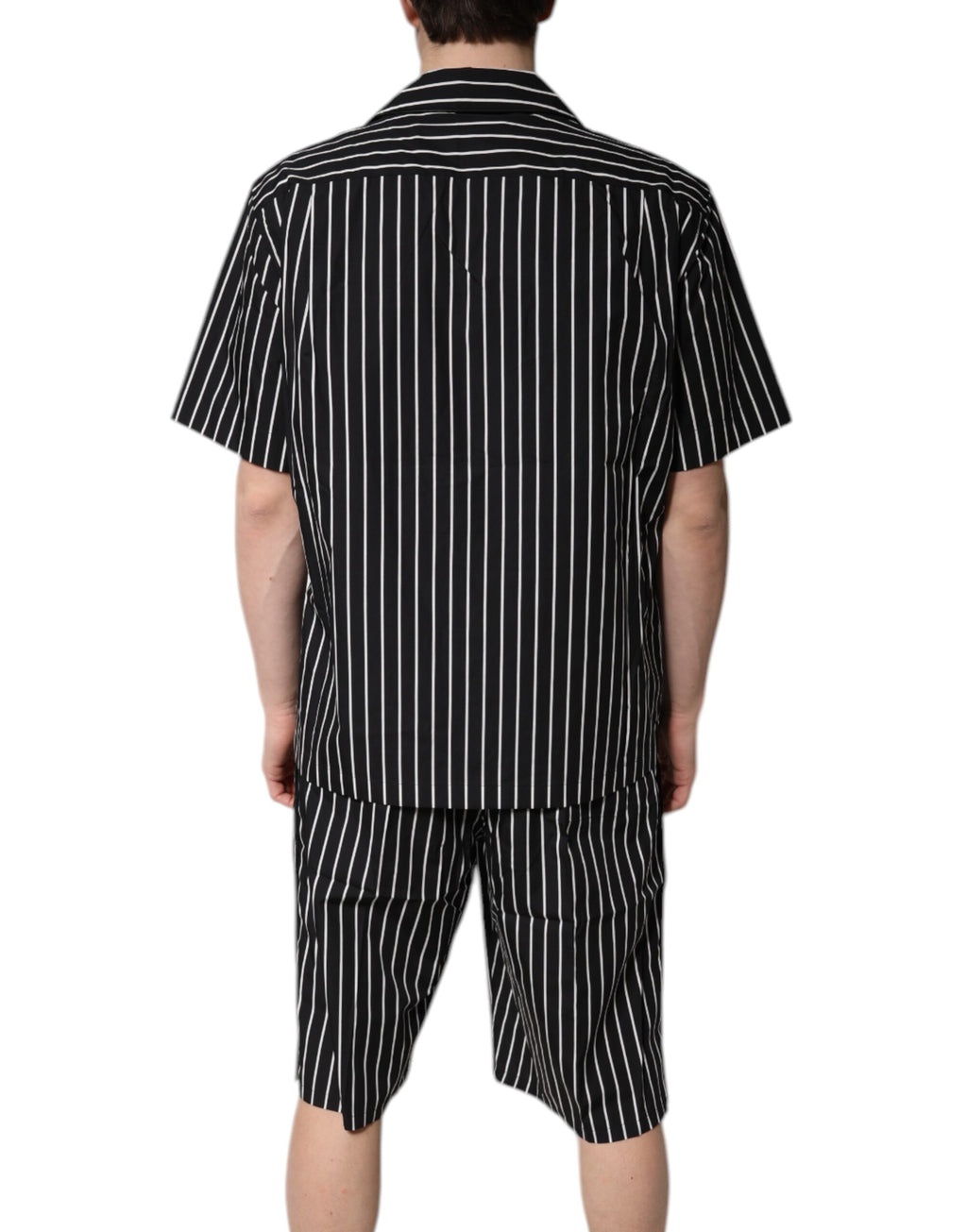 Black White Stripes Cotton Men Pajama Set Sleepwear