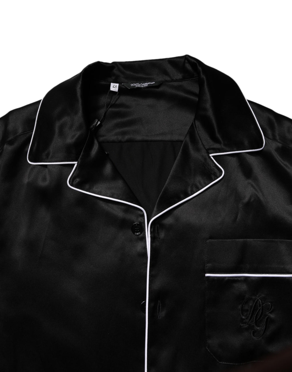 Black Silk Shirt Pants Pajama Set Sleepwear