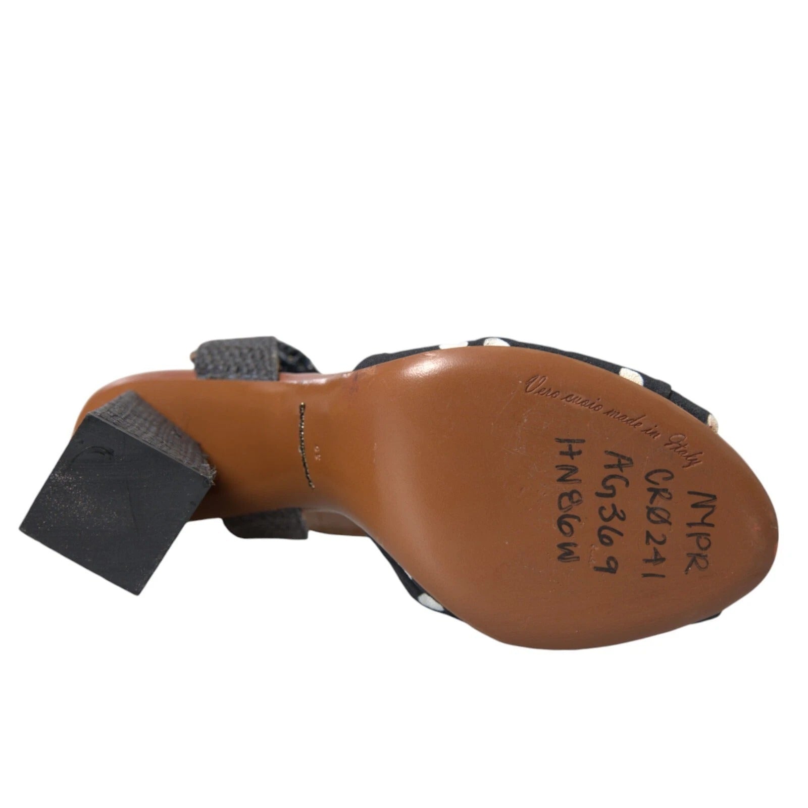 Black Polka Dot Leather Heels Sandals Shoes