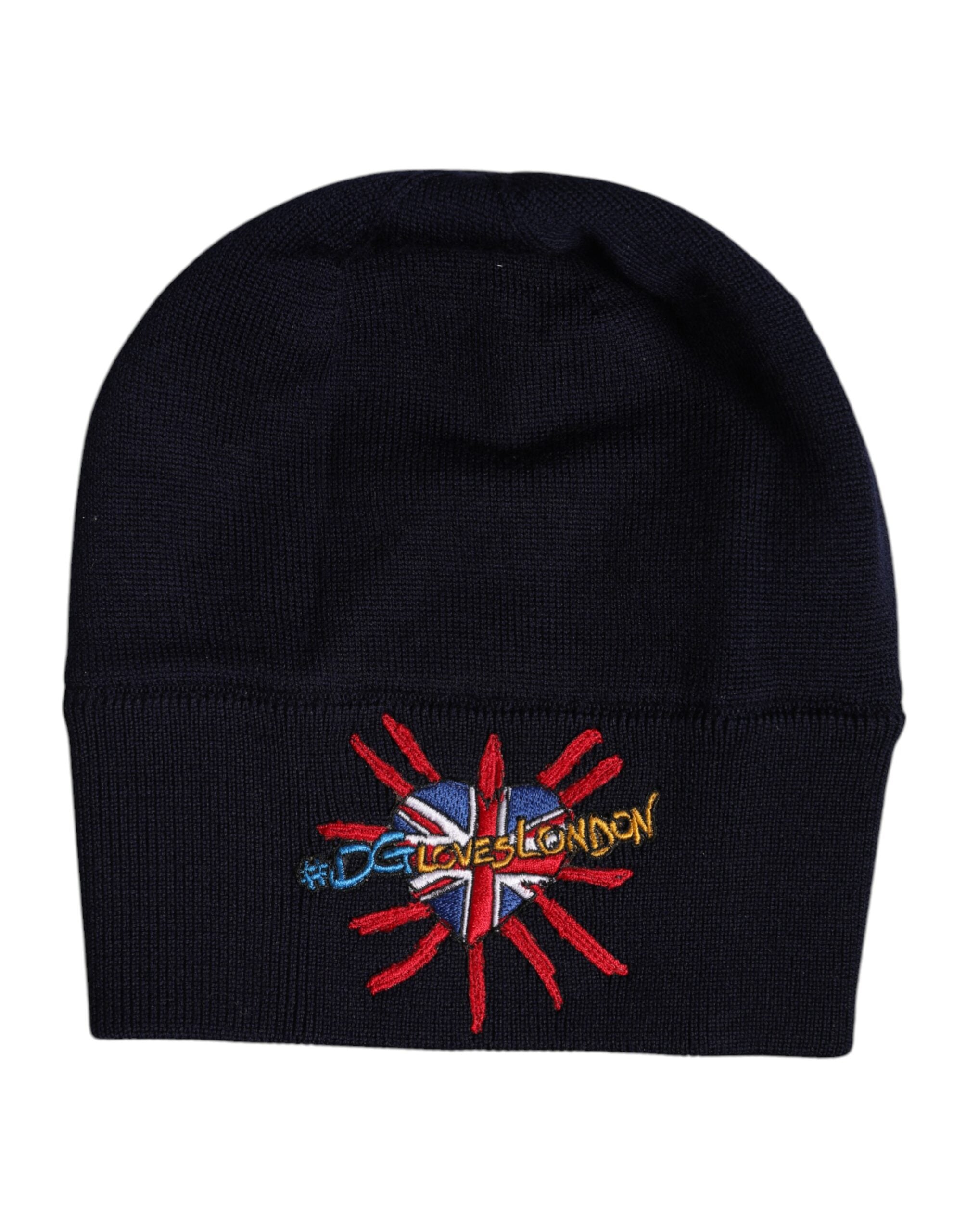 Black Wool #DGLovesLondon Winter Beanie Hat