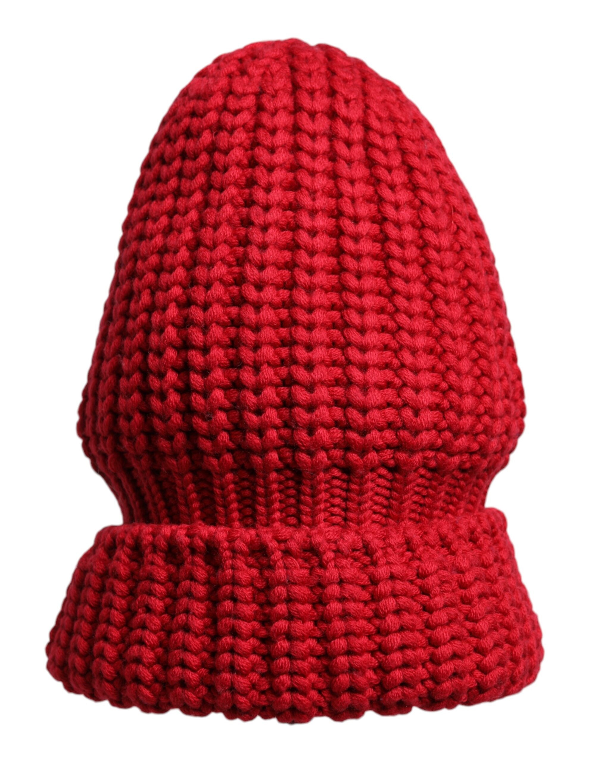Red Solid Wool Knitted Winter Beanie Hat