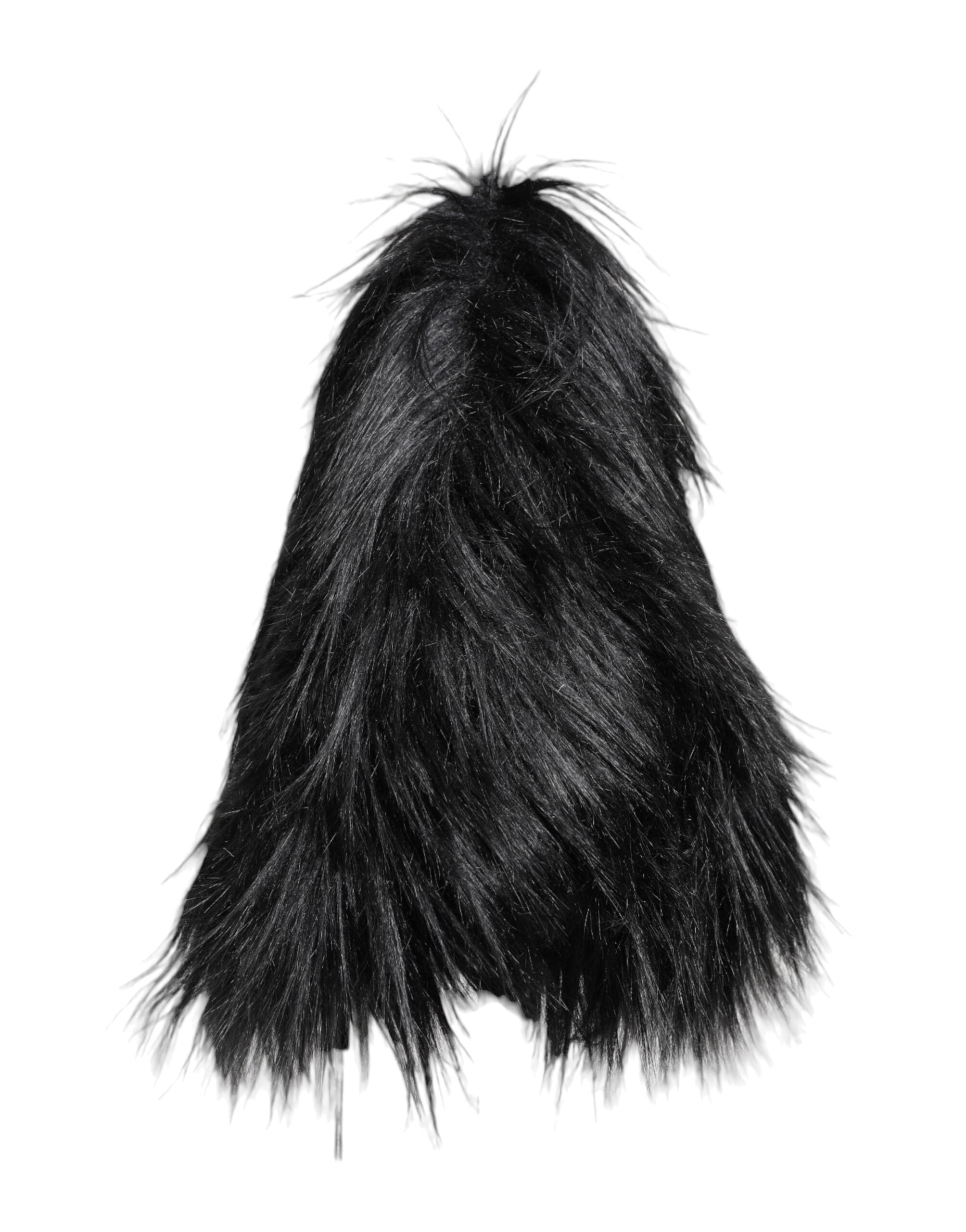 Black Acrylic Fur Womens Bucket Hat