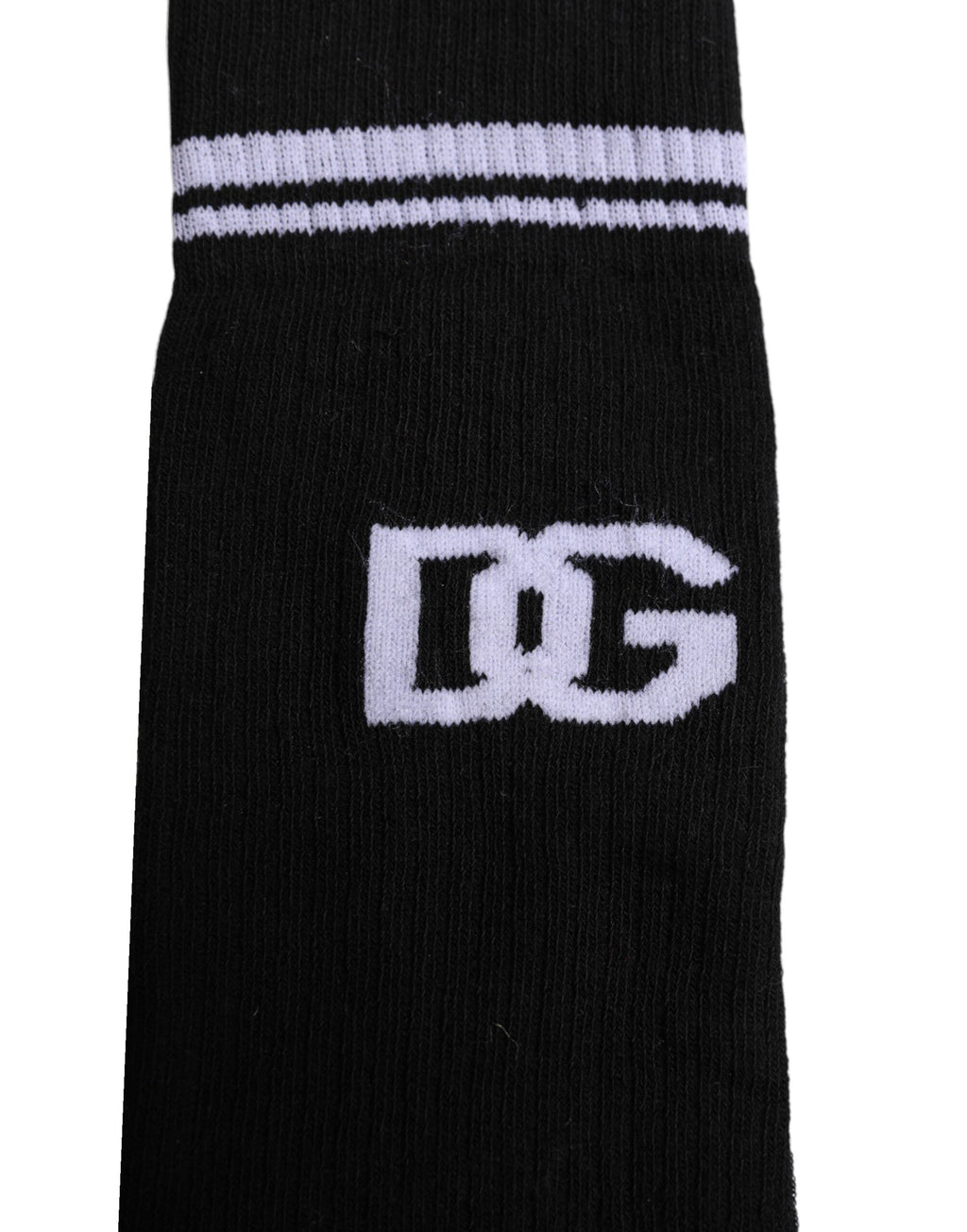 Black Cotton Logo Mid Calf Men Socks
