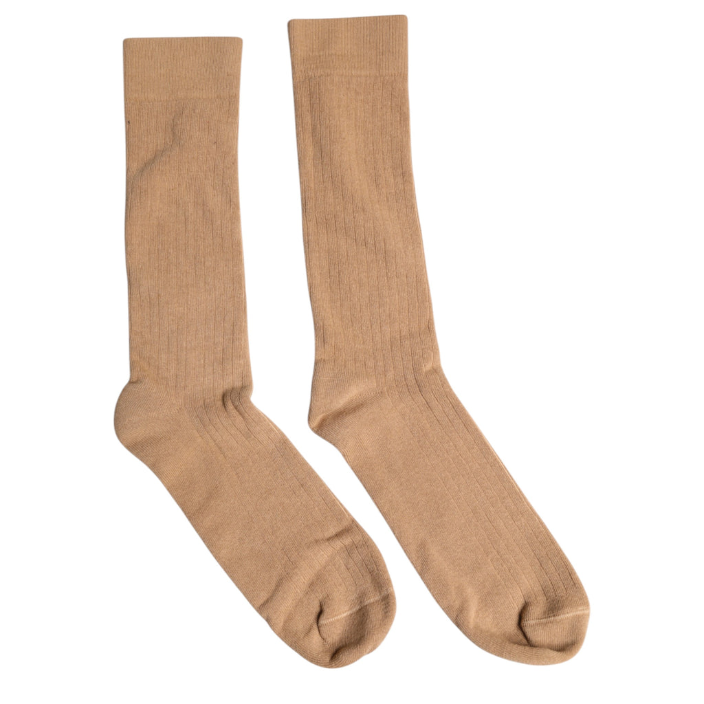 Brown Solid Cotton Mid Calf Men Socks