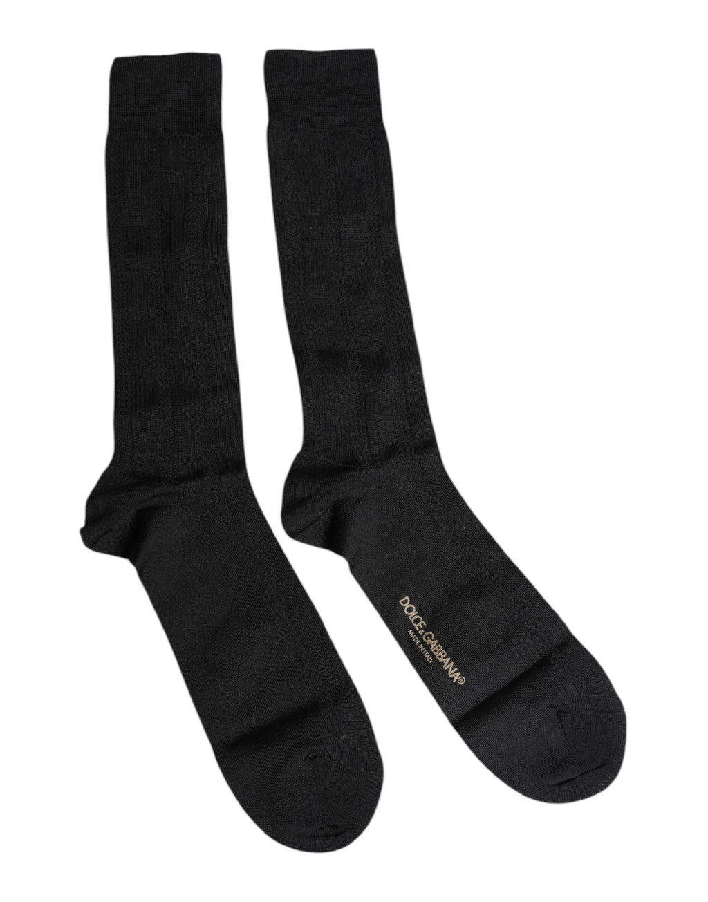 Black Stretch Logo Mid Calf Men Socks
