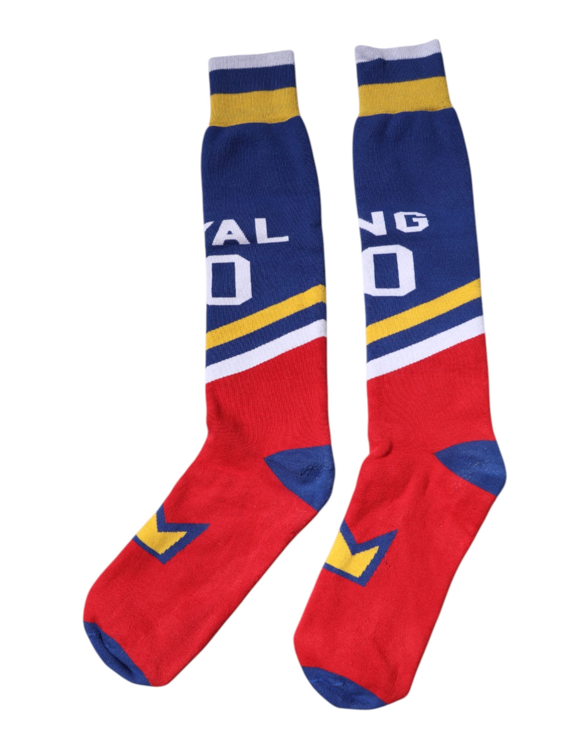 Multicolor Printed Cotton Over Calf Socks
