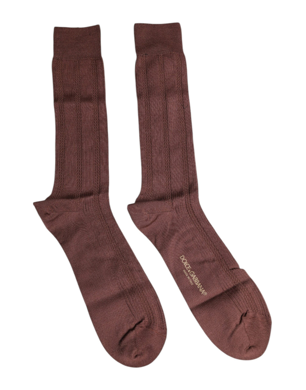Brown Stretch Logo Print Mid Calf Socks