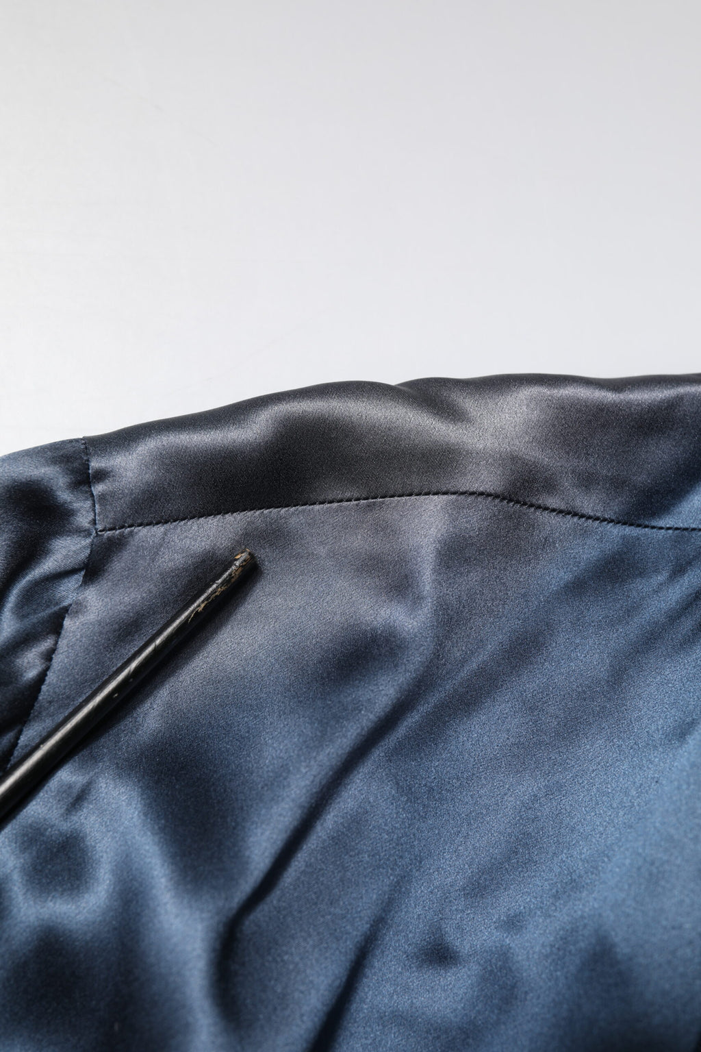 Blue Solid Silk Men Wrap Robe Coat Jacket