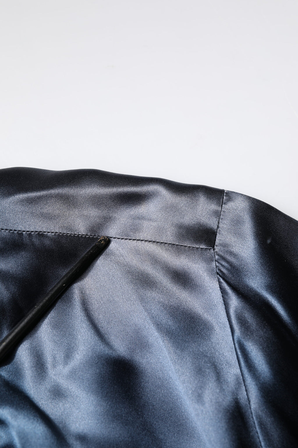 Blue Solid Silk Men Wrap Robe Coat Jacket