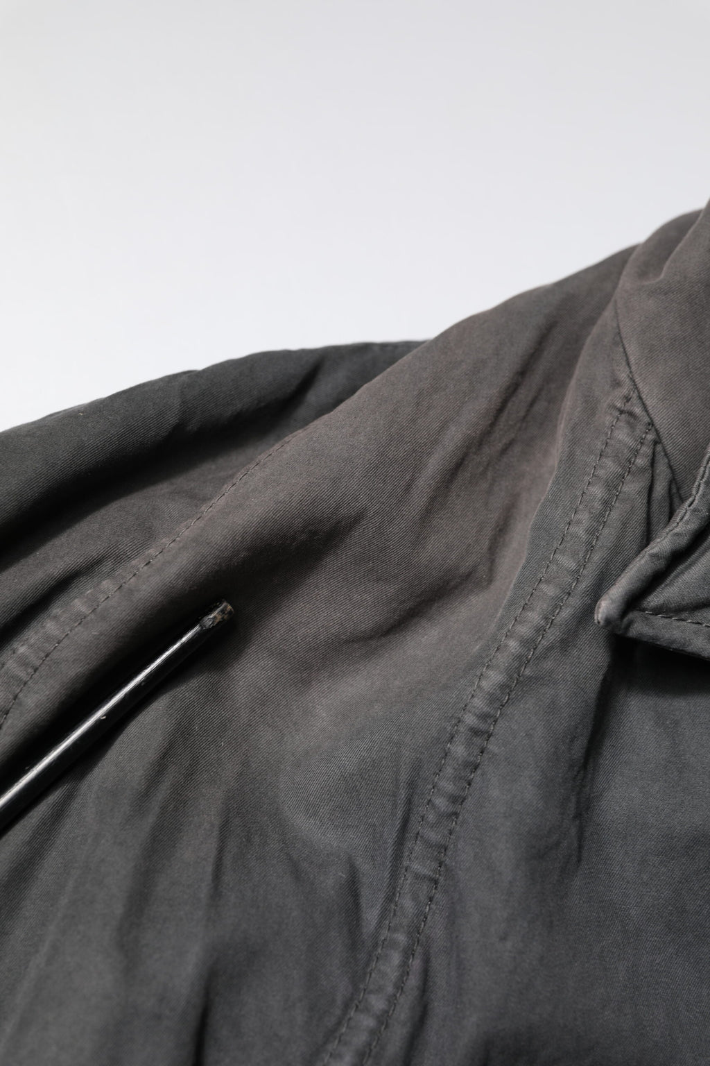 Black Solid Cotton Collared Coat Jacket