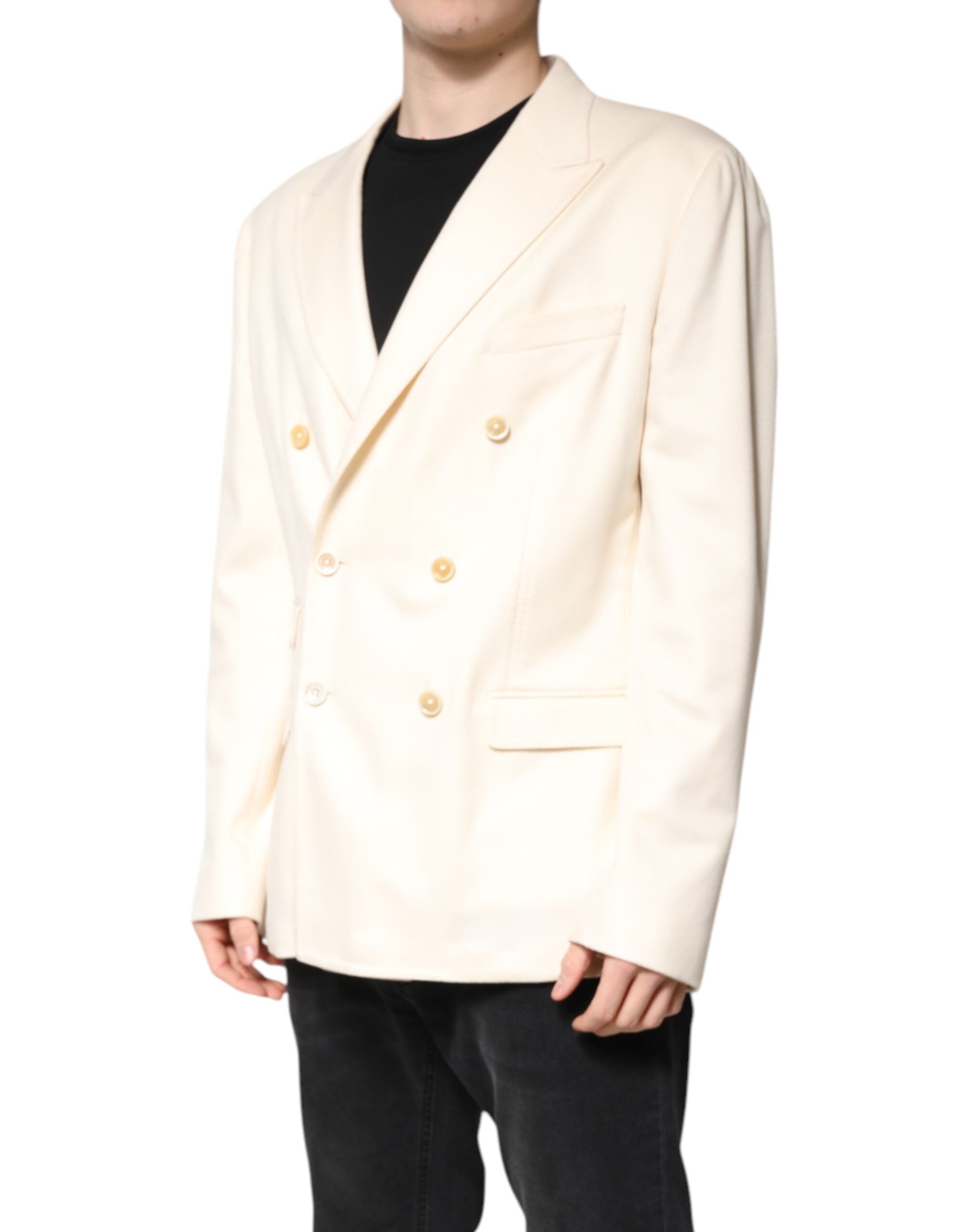 Beige Cashmere Double Breasted Coat Blazer