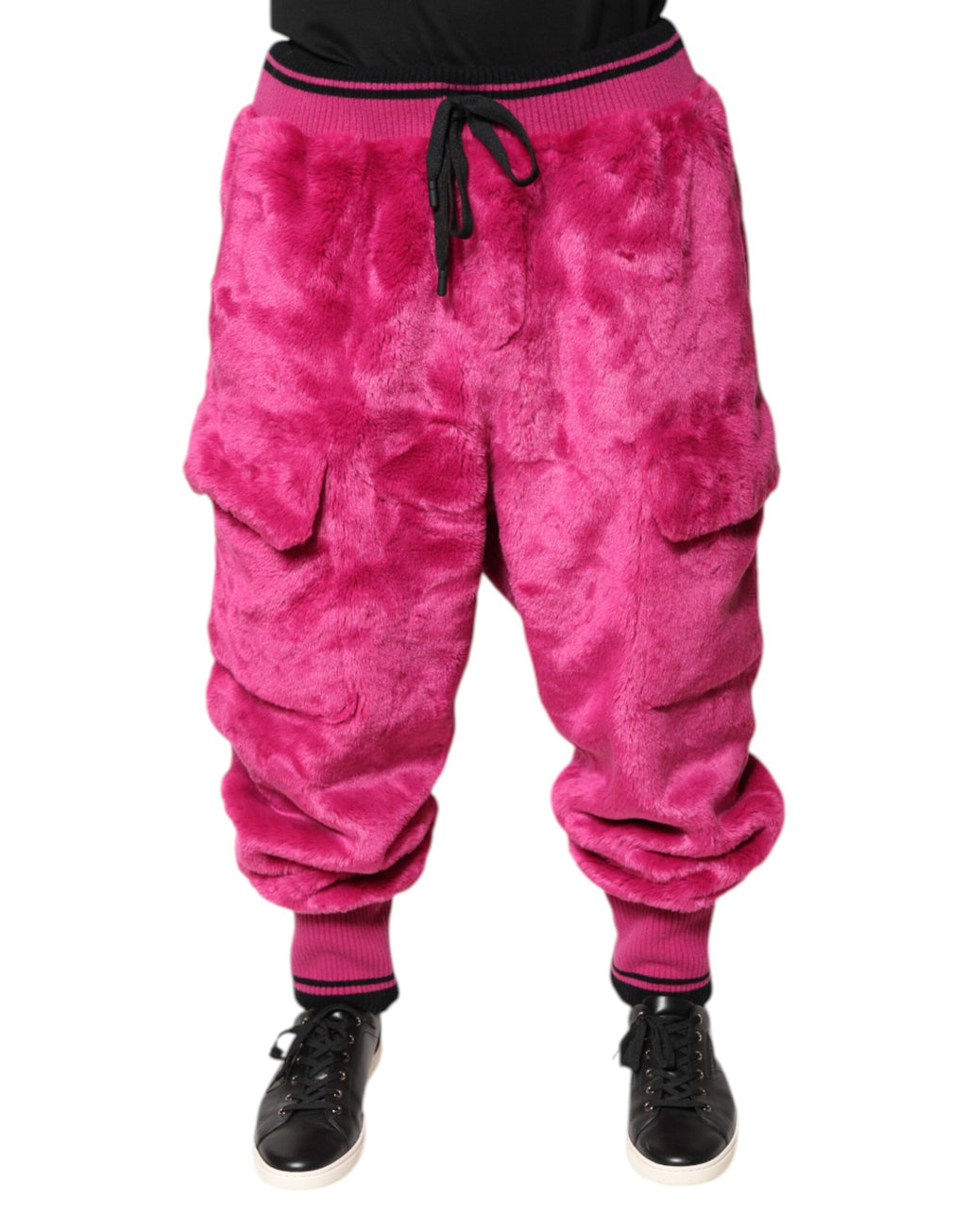 Pink Acrylic Cargo Jogging Sweatpants Pants