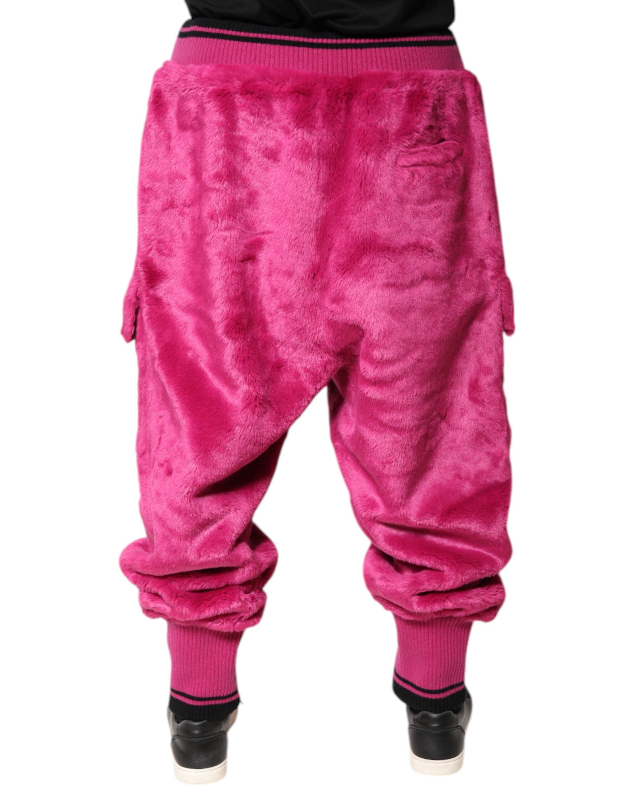 Pink Acrylic Cargo Jogging Sweatpants Pants