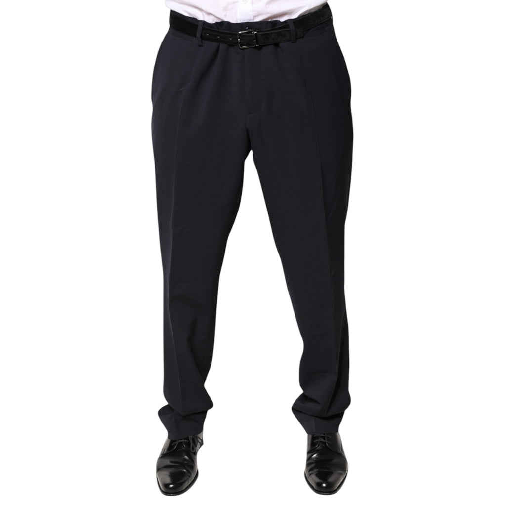 Black Wool Mid Waist Dress Pants