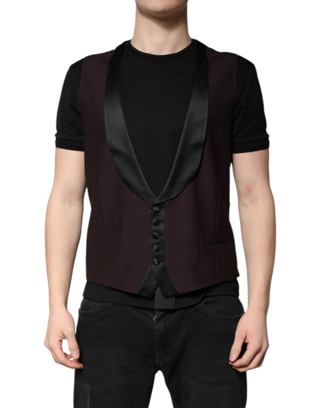 Maroon Wool Waistcoat Dress Formal Vest