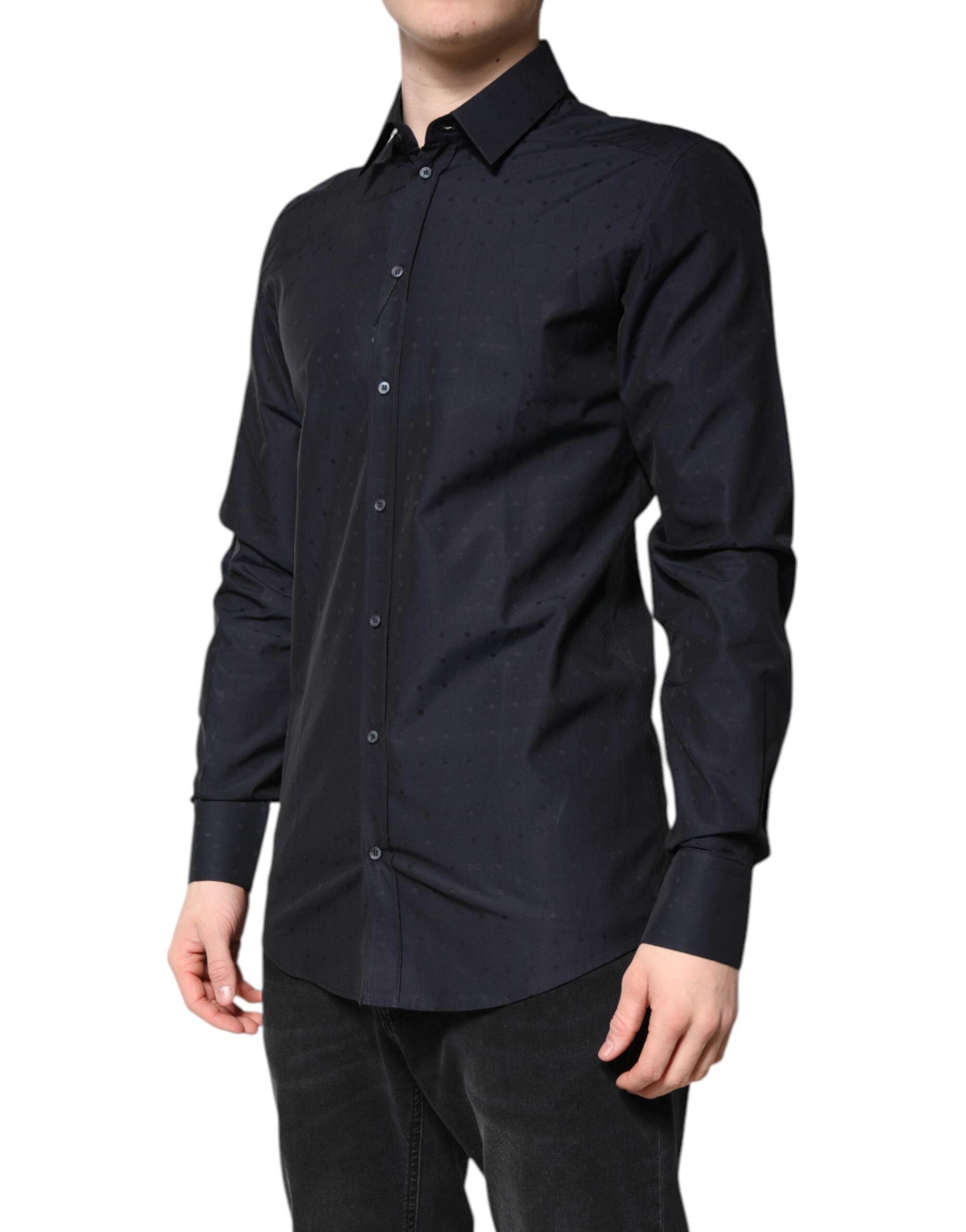 Black Cotton GOLD Men Dress Formal Shirt