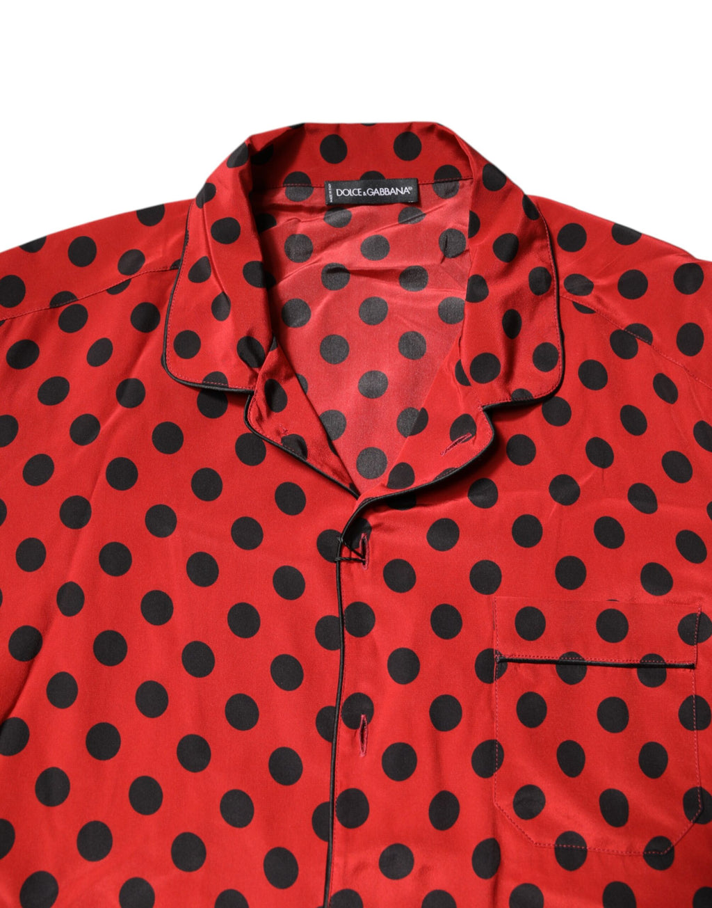 Red Polka Dot Silk Long Sleeve Shirt