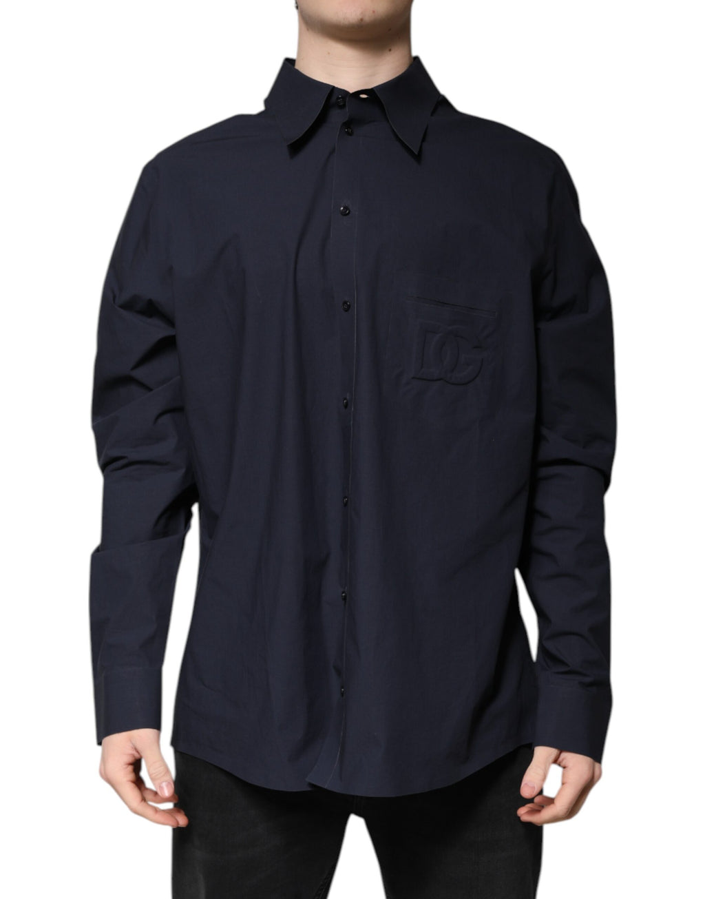 Dark Blue Cotton Long Sleeve Shirt
