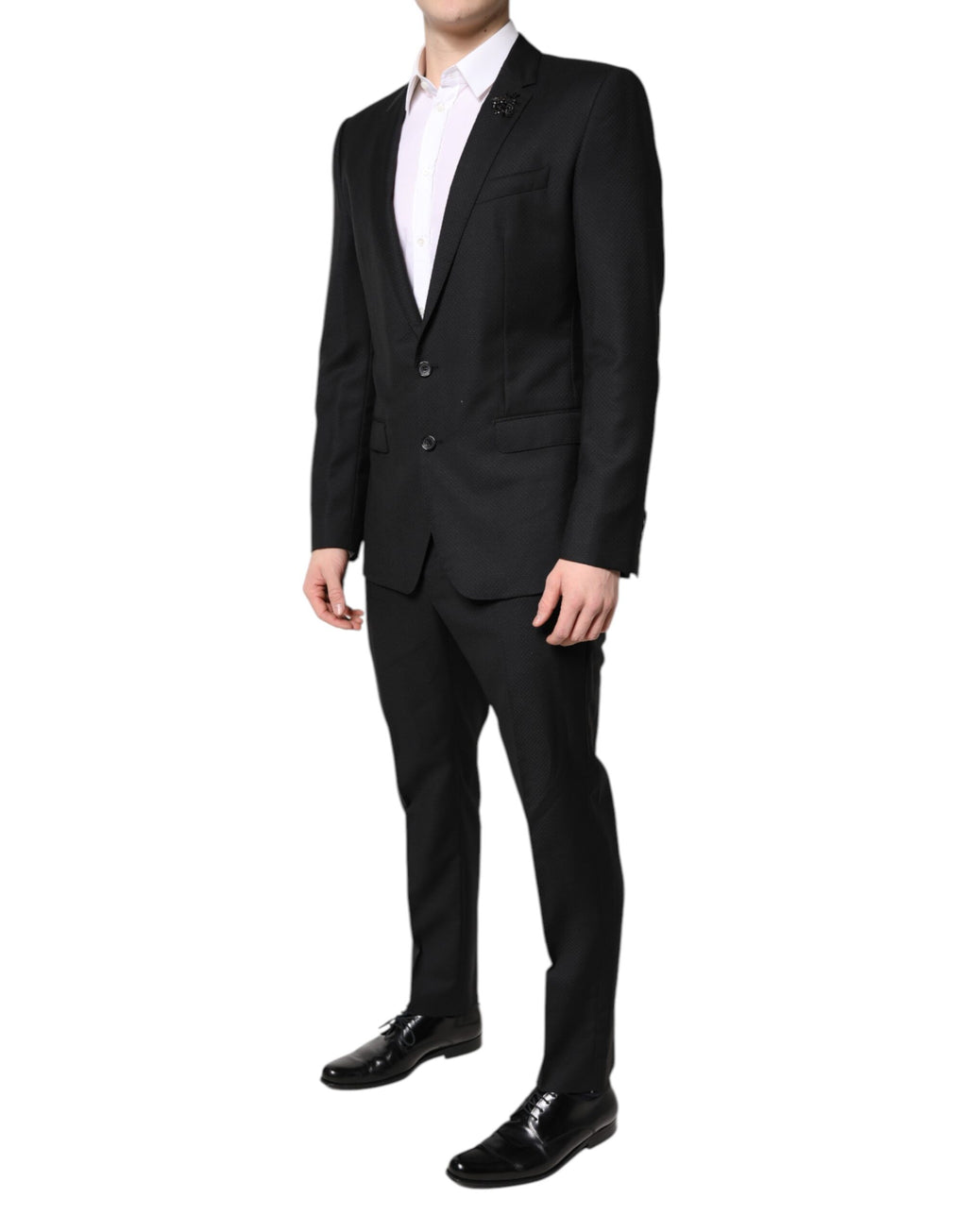 Black Wool Single Breasted 2 Piece Suit