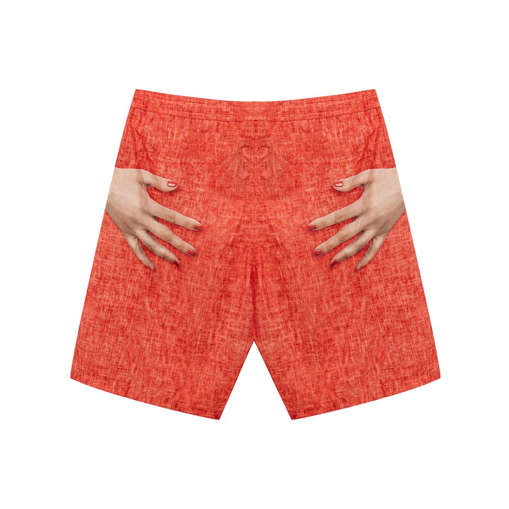 Red Polyester Swim Shorts