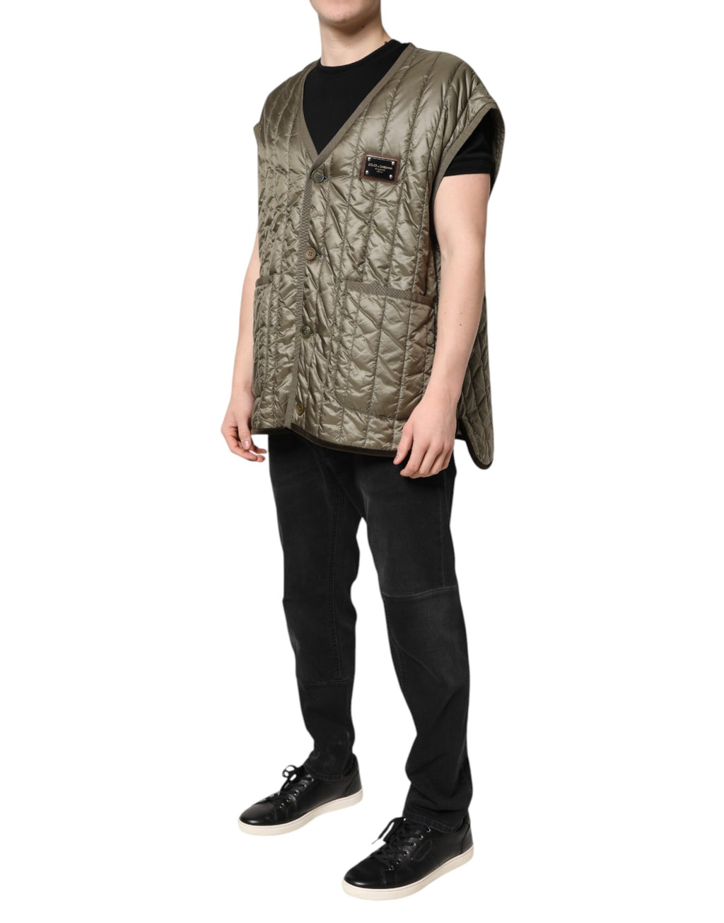 Brown Logo Plaque Quilted Vest Jacket