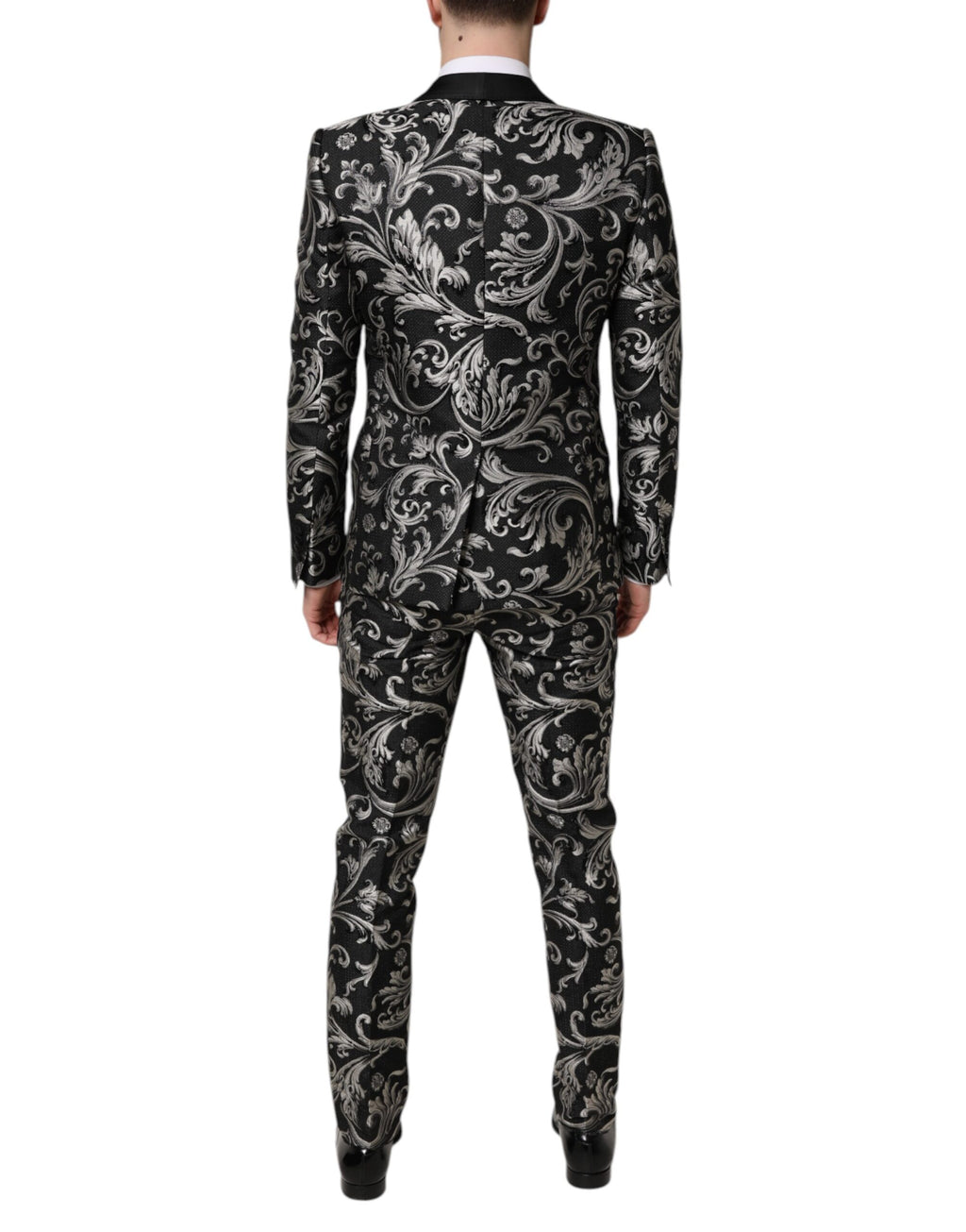 Black Gray MARTINI Jacquard Men 3 Piece Suit