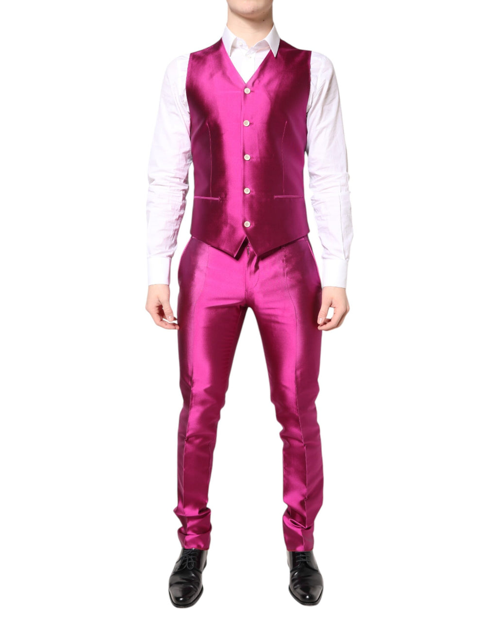 Pink SICILIA Double Breasted 3 Piece Suit