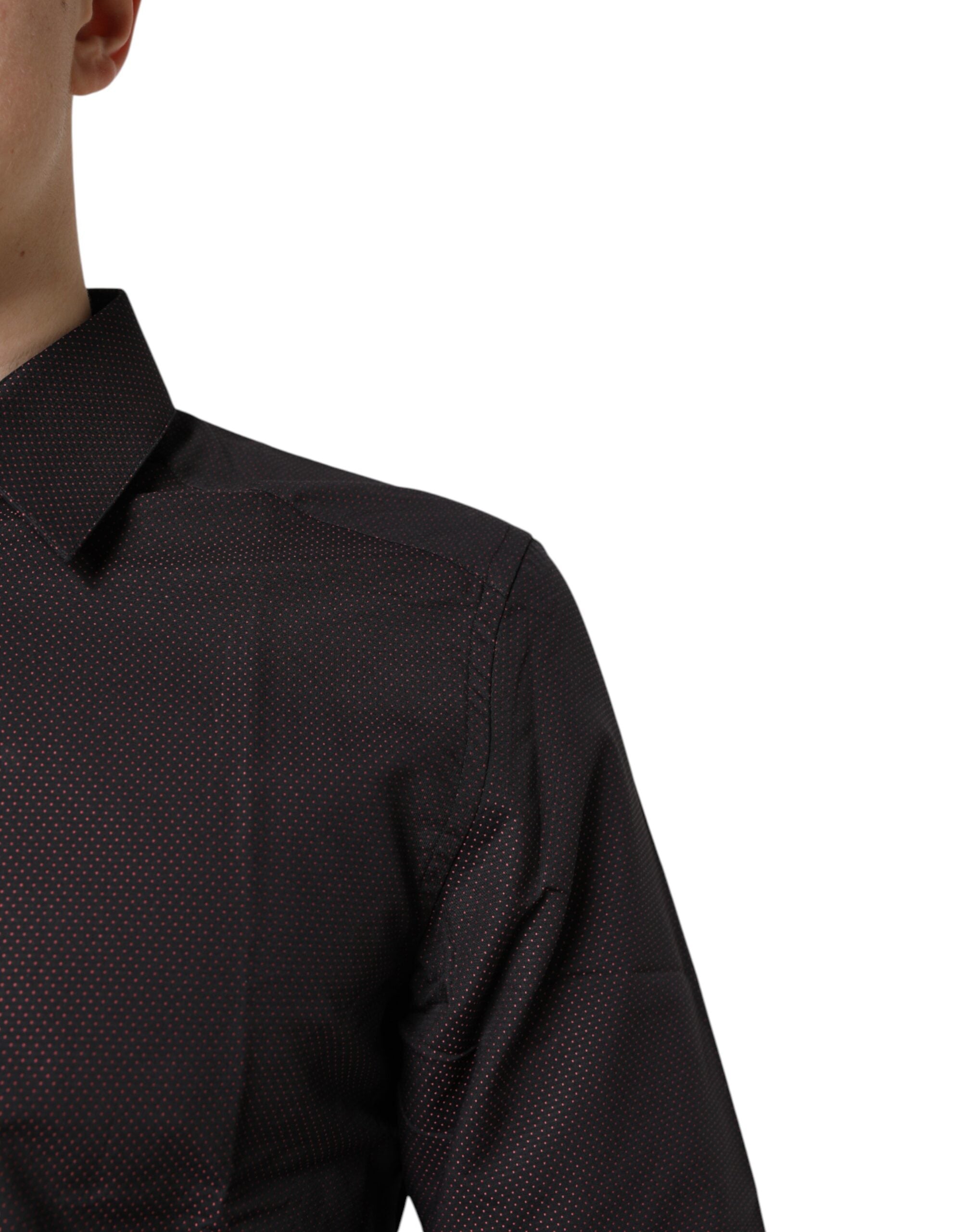 Dolce & Gabbana Maroon Jacquard Cotton GOLD Men Dress Shirt