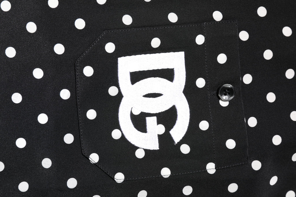 Black Polka Dot Short Sleeves Casual Shirt