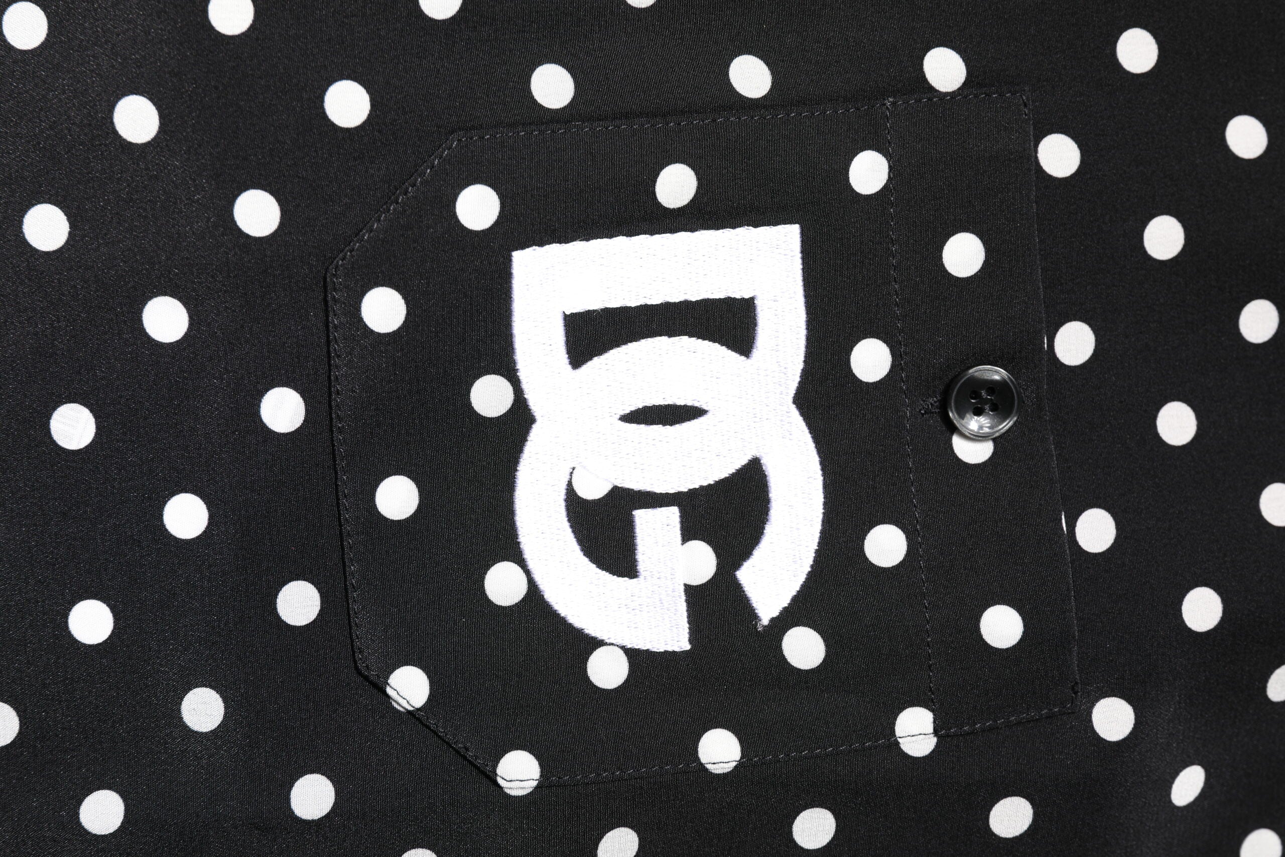 Black Polka Dot Short Sleeves Casual Shirt