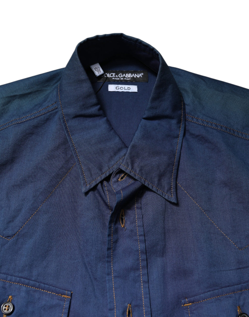 Blue Cotton GOLD Long Sleeves Casual Shirt