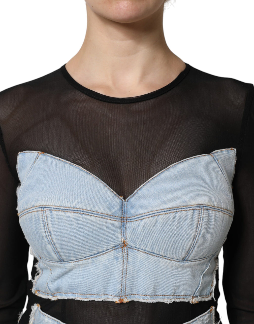 Black Blue Long Sleeves Denim Mini Dress