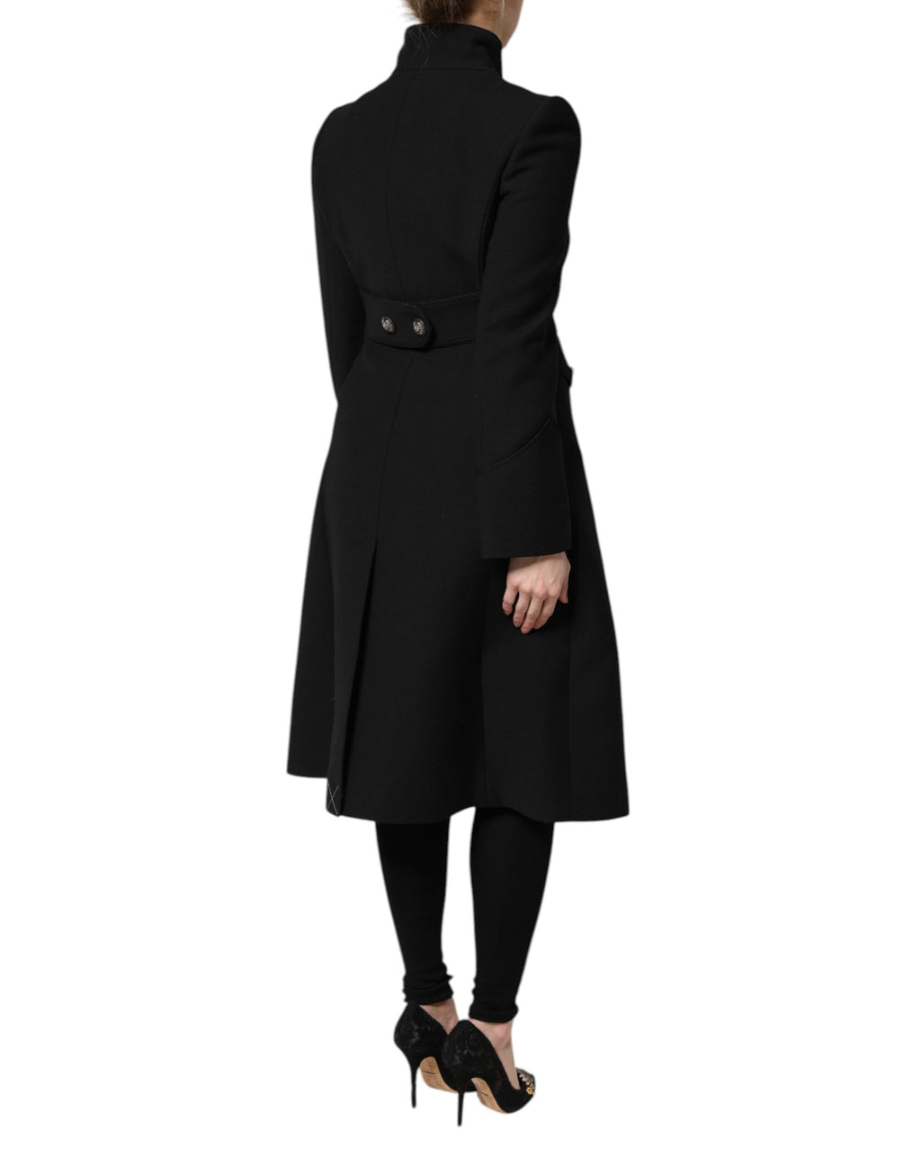 Dolce & Gabbana Black Wool Single Breasted Trench Coat Jacket