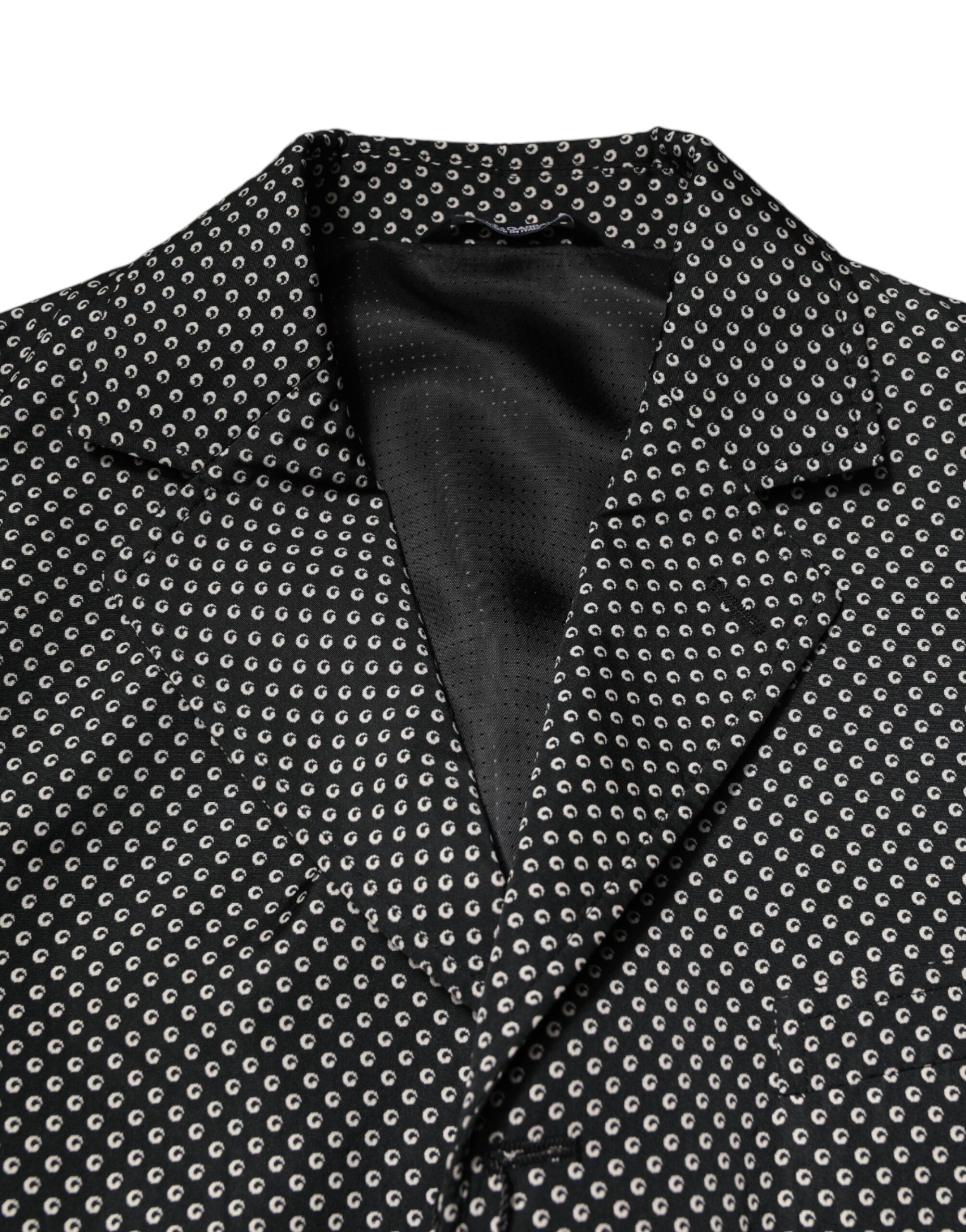 Black White Patterned Men Suit Coat Blazer