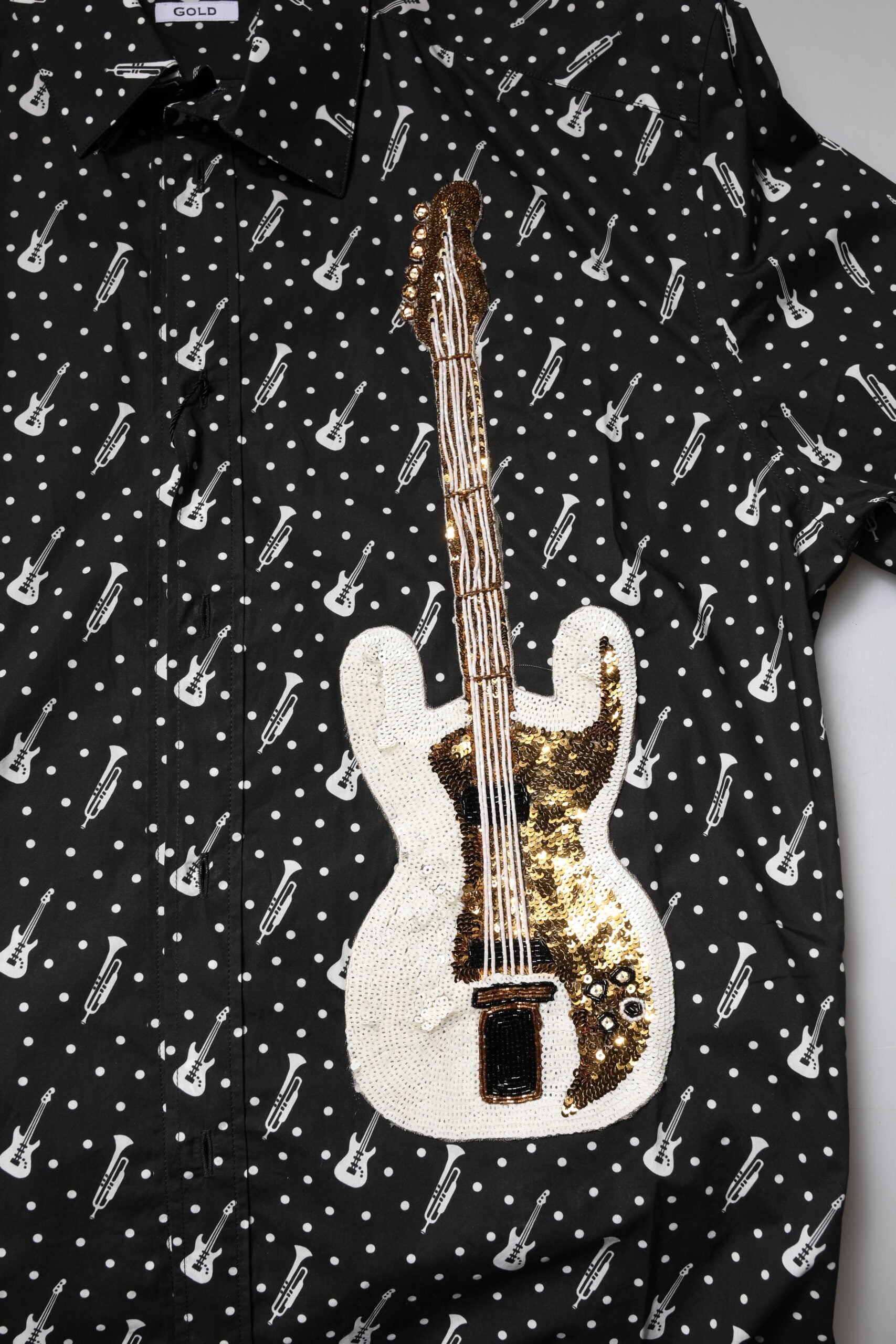 Black GOLD Instrument Embellished Shirt