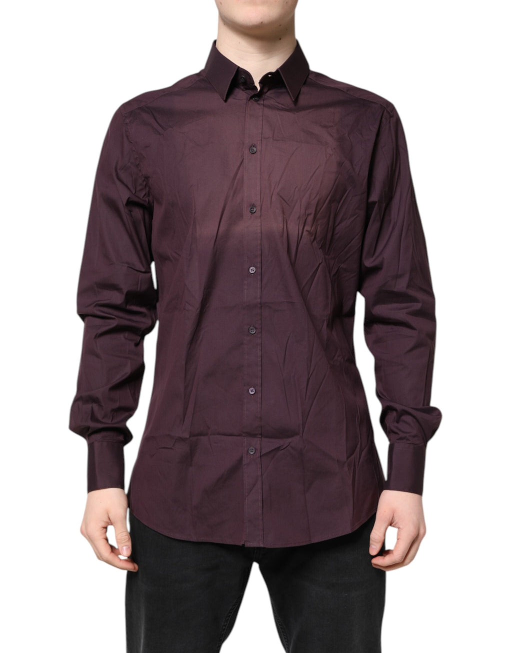 Burgundy Cotton GOLD Long Sleeves Shirt