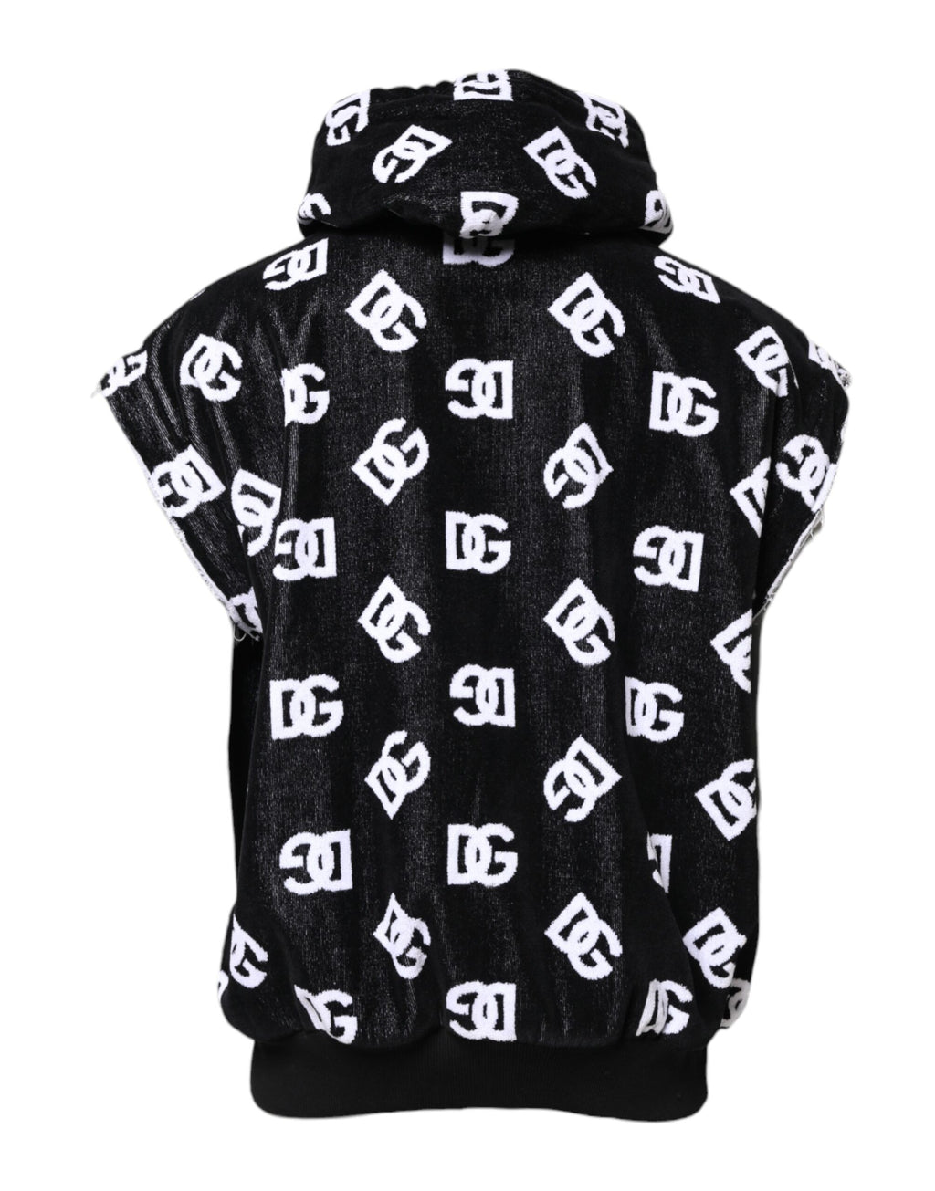 Black DG Cotton Hooded Sleeveless Sweater