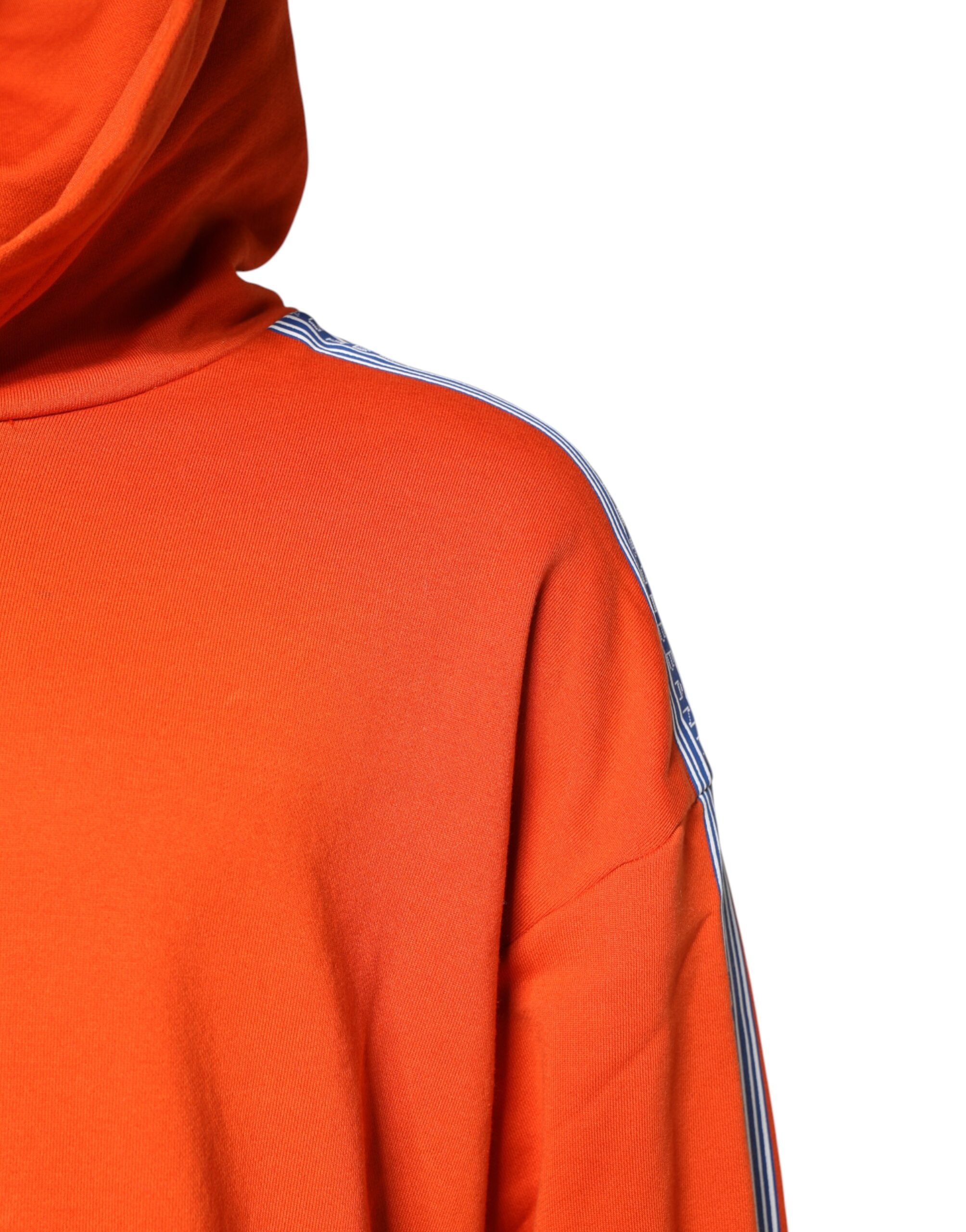 Orange Cotton Hooded Men Sweatshirt Sweater