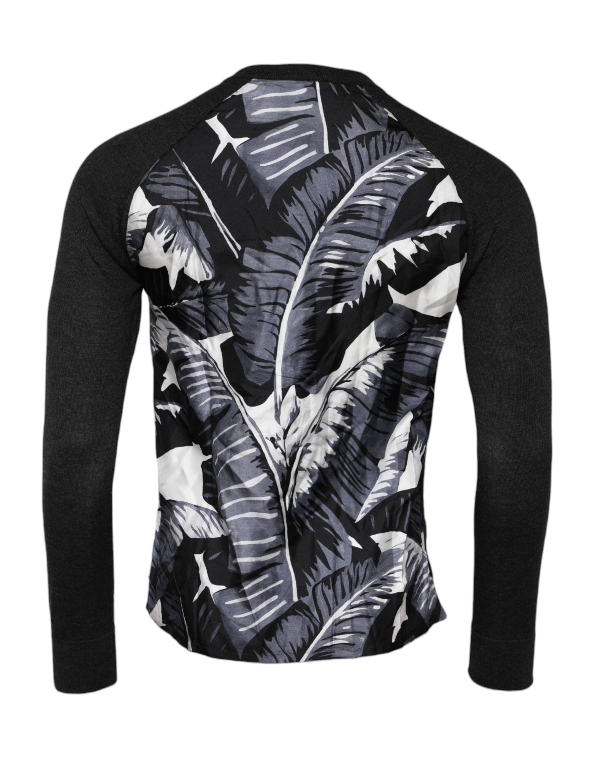 Black Printed Knitted Men Pullover Sweater
